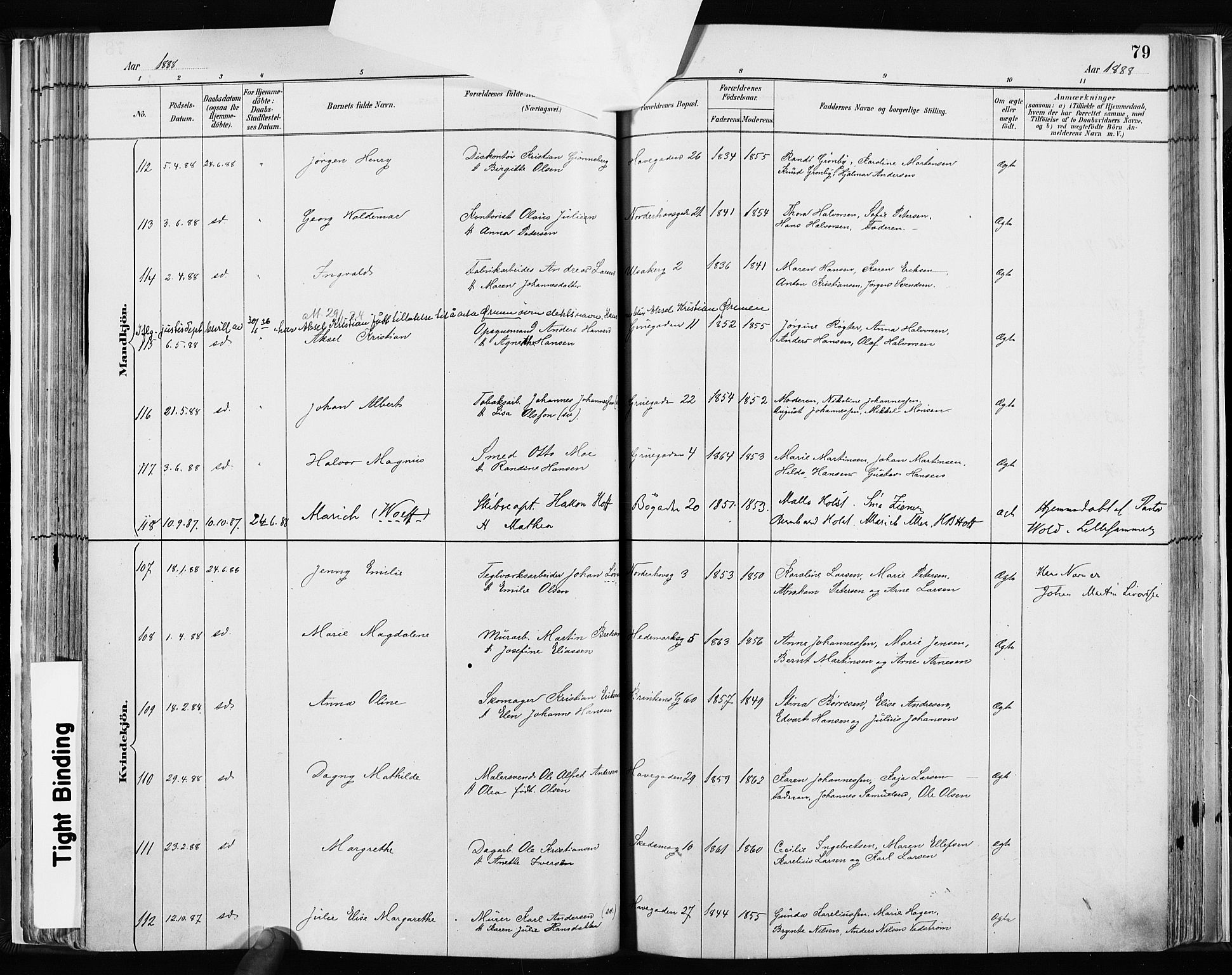 Kampen prestekontor Kirkebøker, AV/SAO-A-10853/F/Fa/L0003: Parish register (official) no. I 3, 1886-1892, p. 79