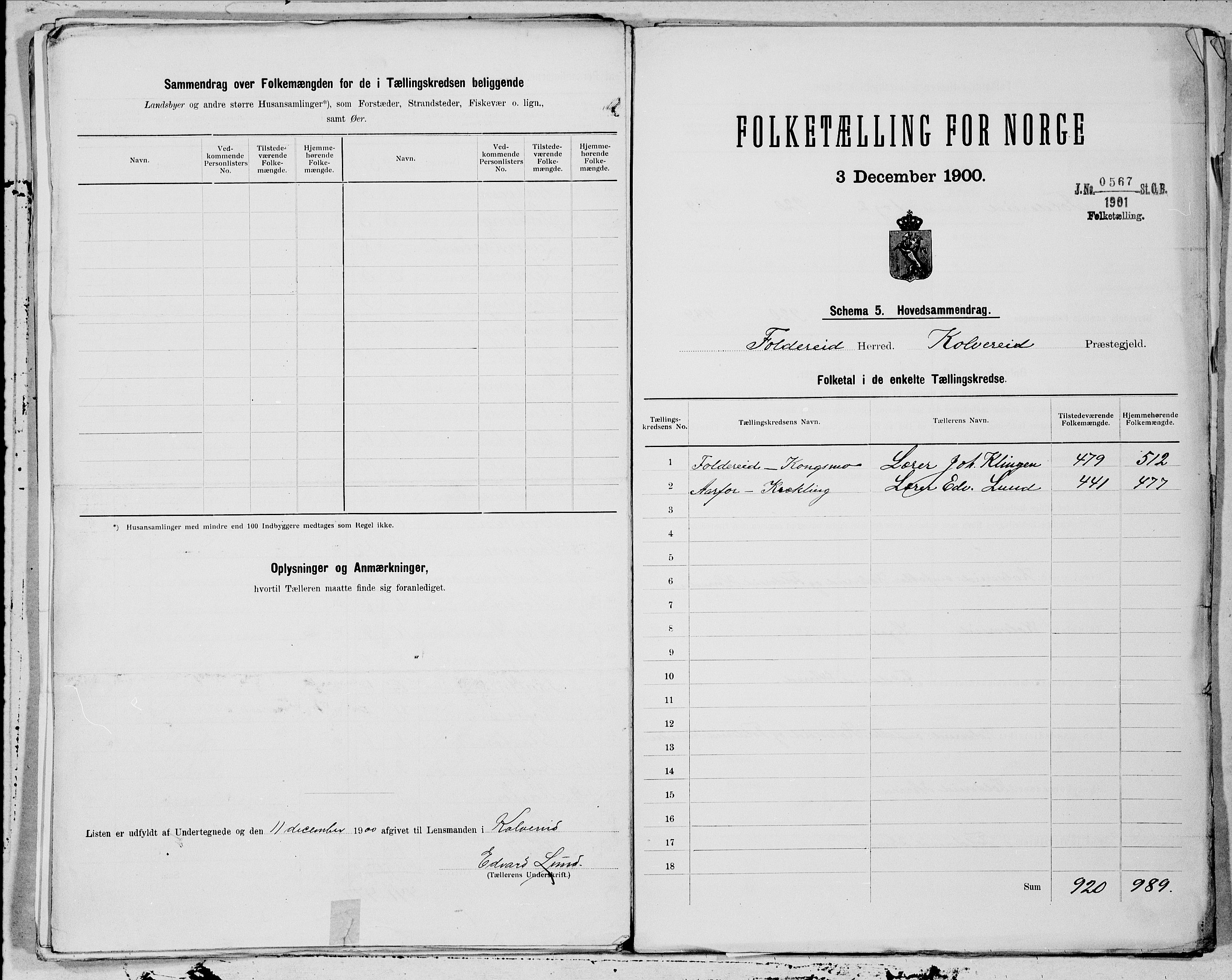 SAT, 1900 census for Foldereid, 1900, p. 6