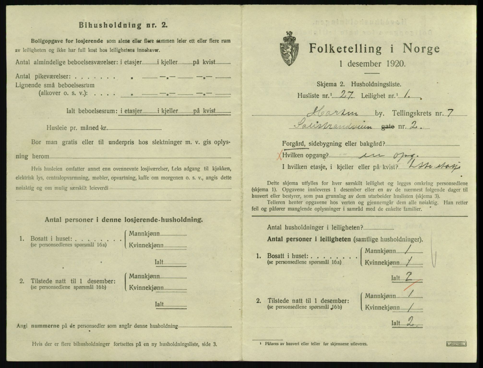 SAKO, 1920 census for Horten, 1920, p. 7285