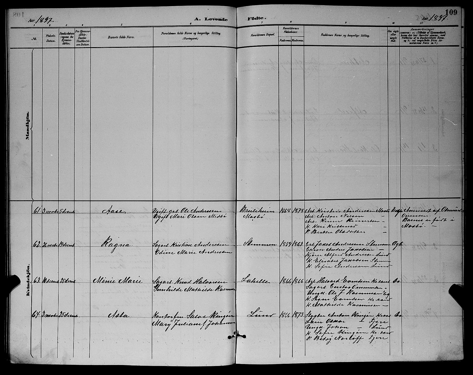 Oddernes sokneprestkontor, AV/SAK-1111-0033/F/Fb/Fba/L0008: Parish register (copy) no. B 8, 1887-1898, p. 109