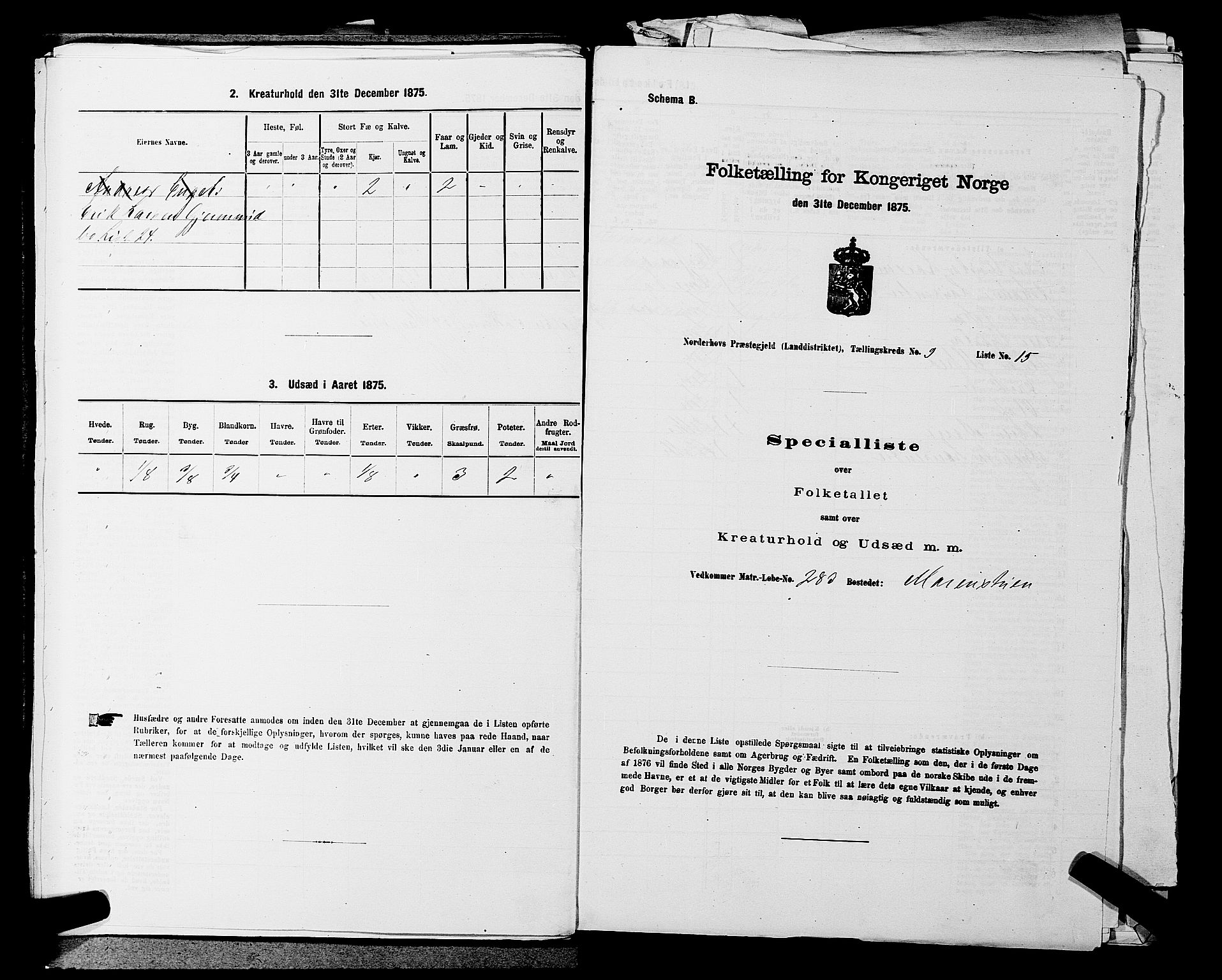 SAKO, 1875 census for 0613L Norderhov/Norderhov, Haug og Lunder, 1875, p. 1849