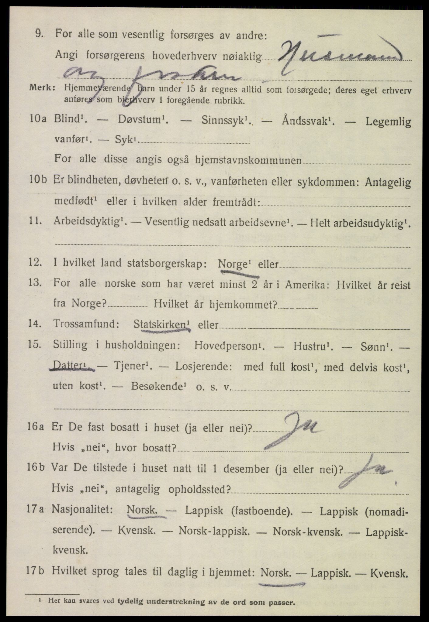 SAT, 1920 census for Meløy, 1920, p. 4392