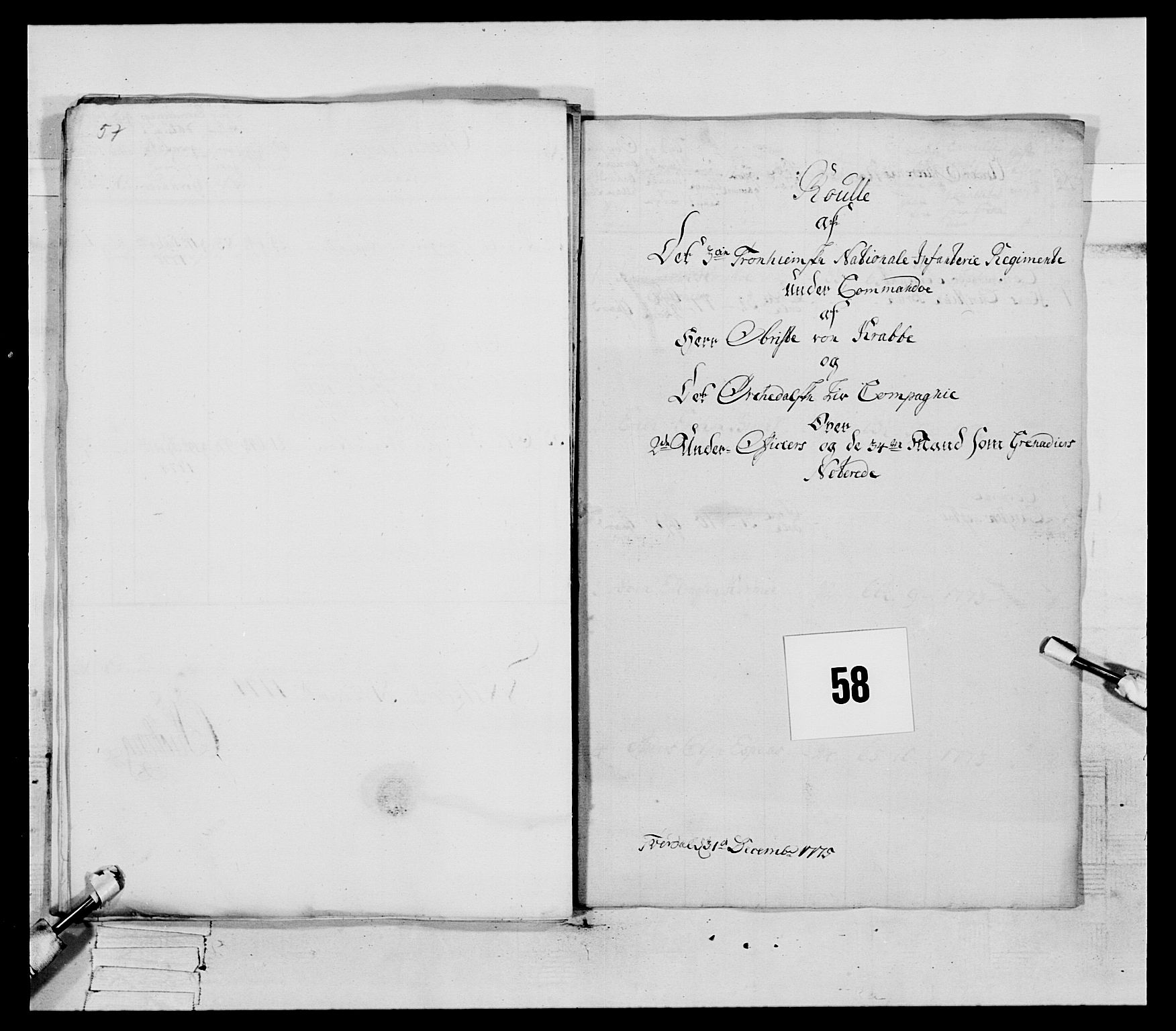 Generalitets- og kommissariatskollegiet, Det kongelige norske kommissariatskollegium, RA/EA-5420/E/Eh/L0085: 3. Trondheimske nasjonale infanteriregiment, 1773-1775, p. 365