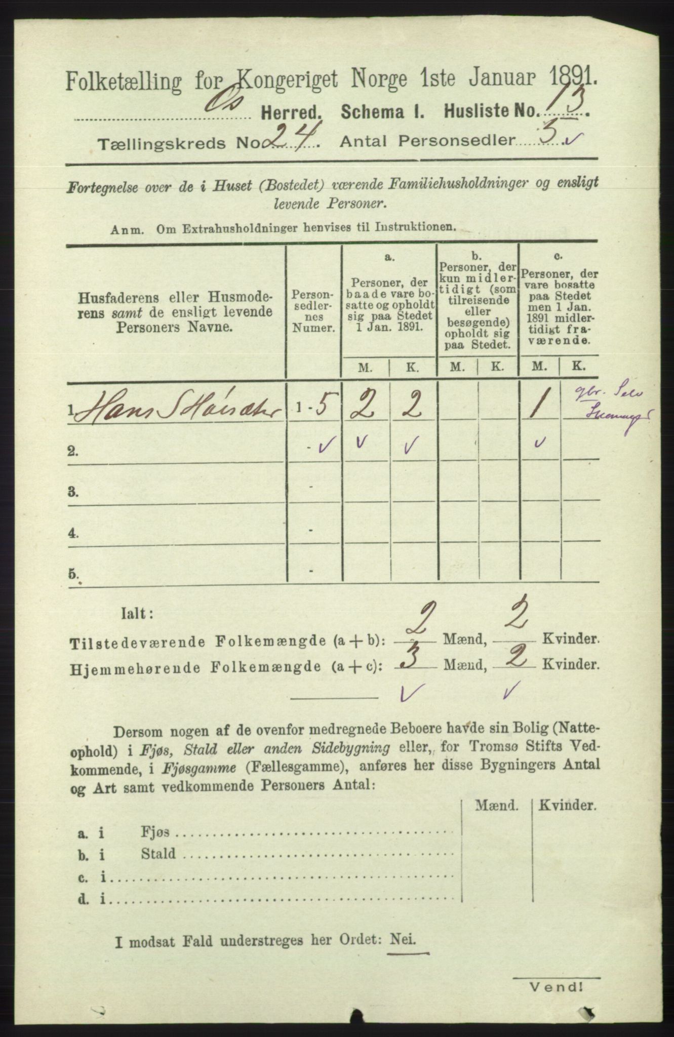 RA, 1891 census for 1243 Os, 1891, p. 5200