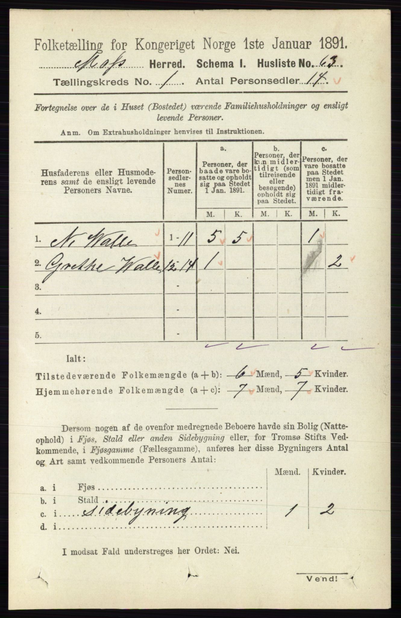 RA, 1891 Census for 0194 Moss, 1891, p. 77