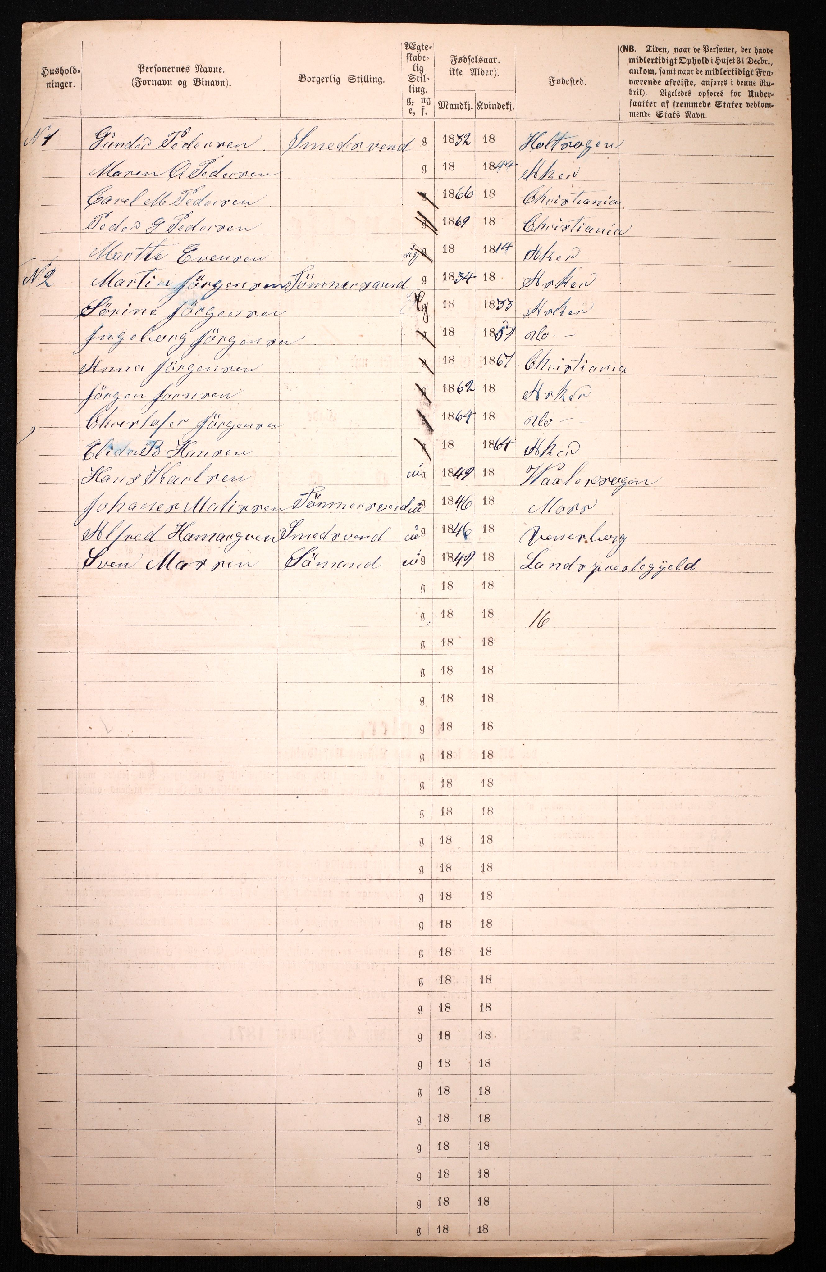 RA, 1870 census for 0301 Kristiania, 1870, p. 1218