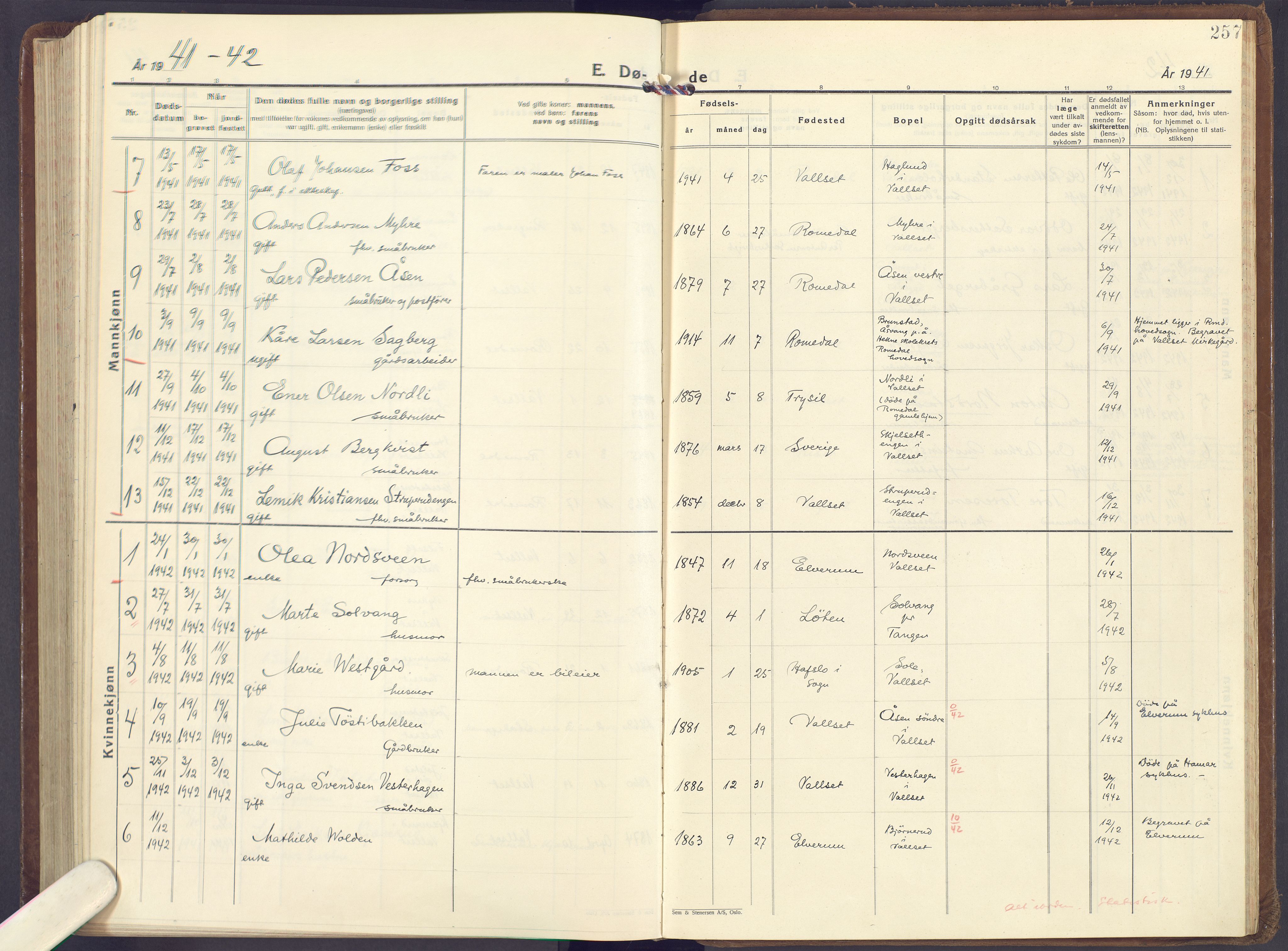 Romedal prestekontor, AV/SAH-PREST-004/K/L0013: Parish register (official) no. 13, 1930-1949, p. 257