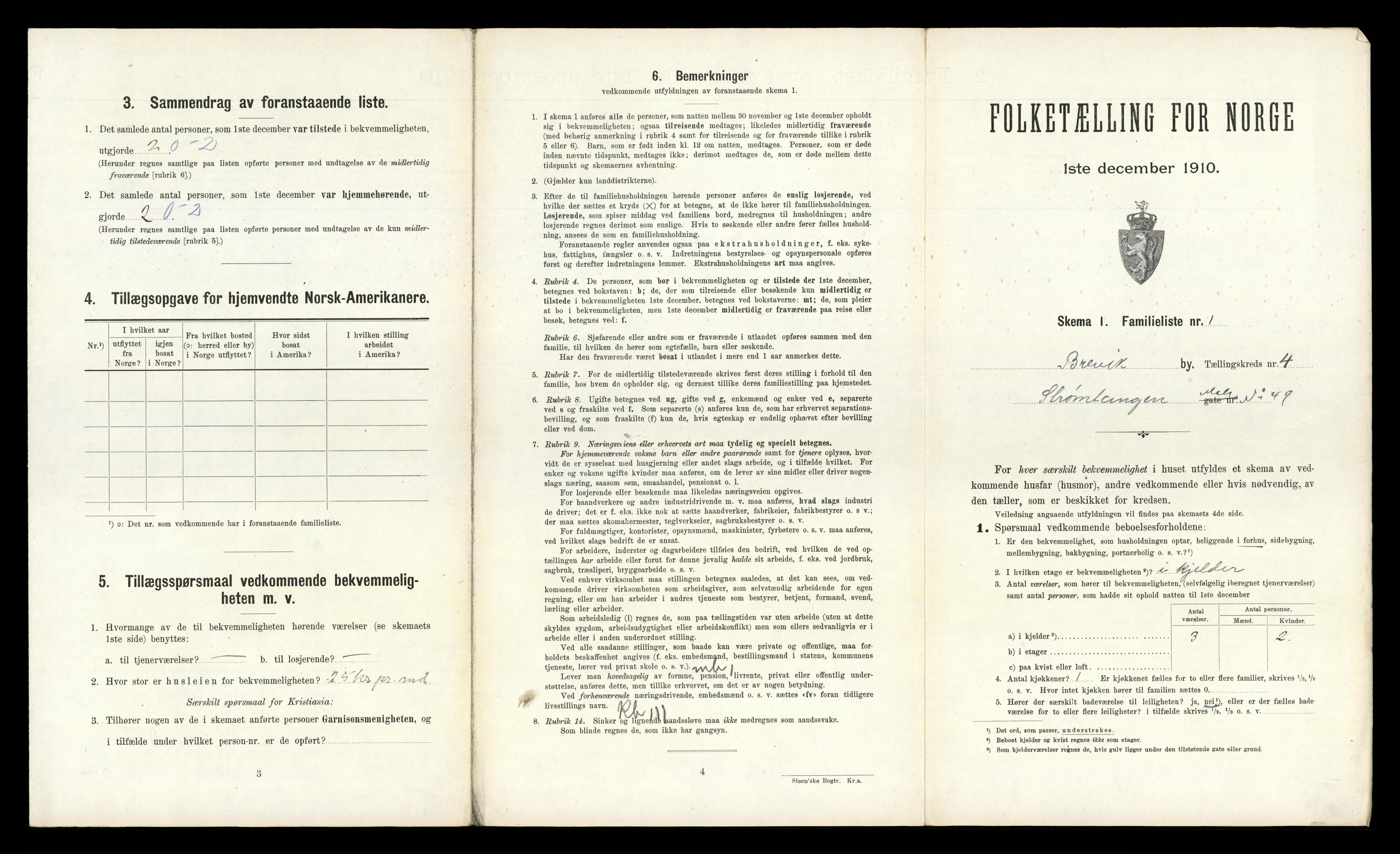 RA, 1910 census for Brevik, 1910, p. 1610