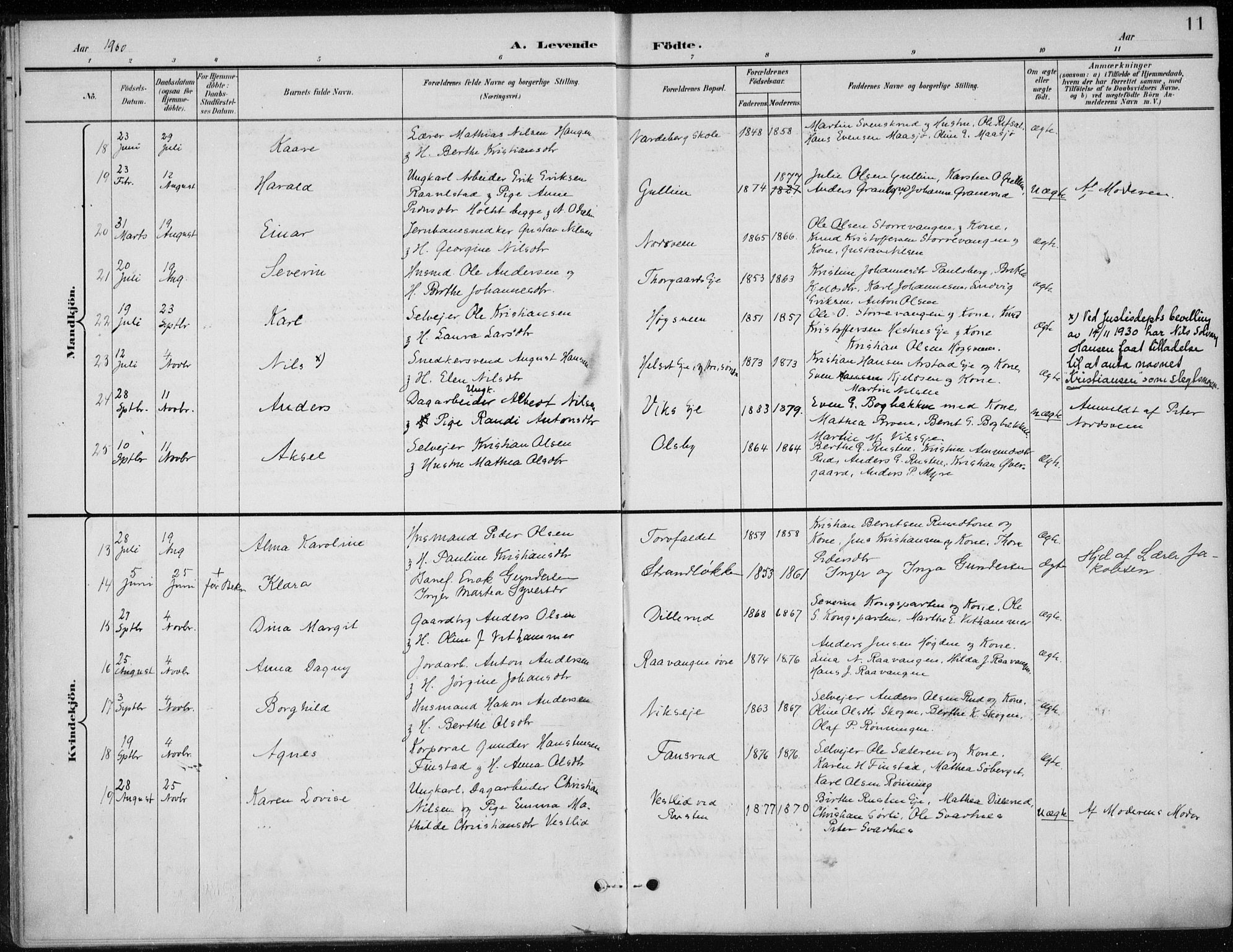 Stange prestekontor, AV/SAH-PREST-002/K/L0023: Parish register (official) no. 23, 1897-1920, p. 11