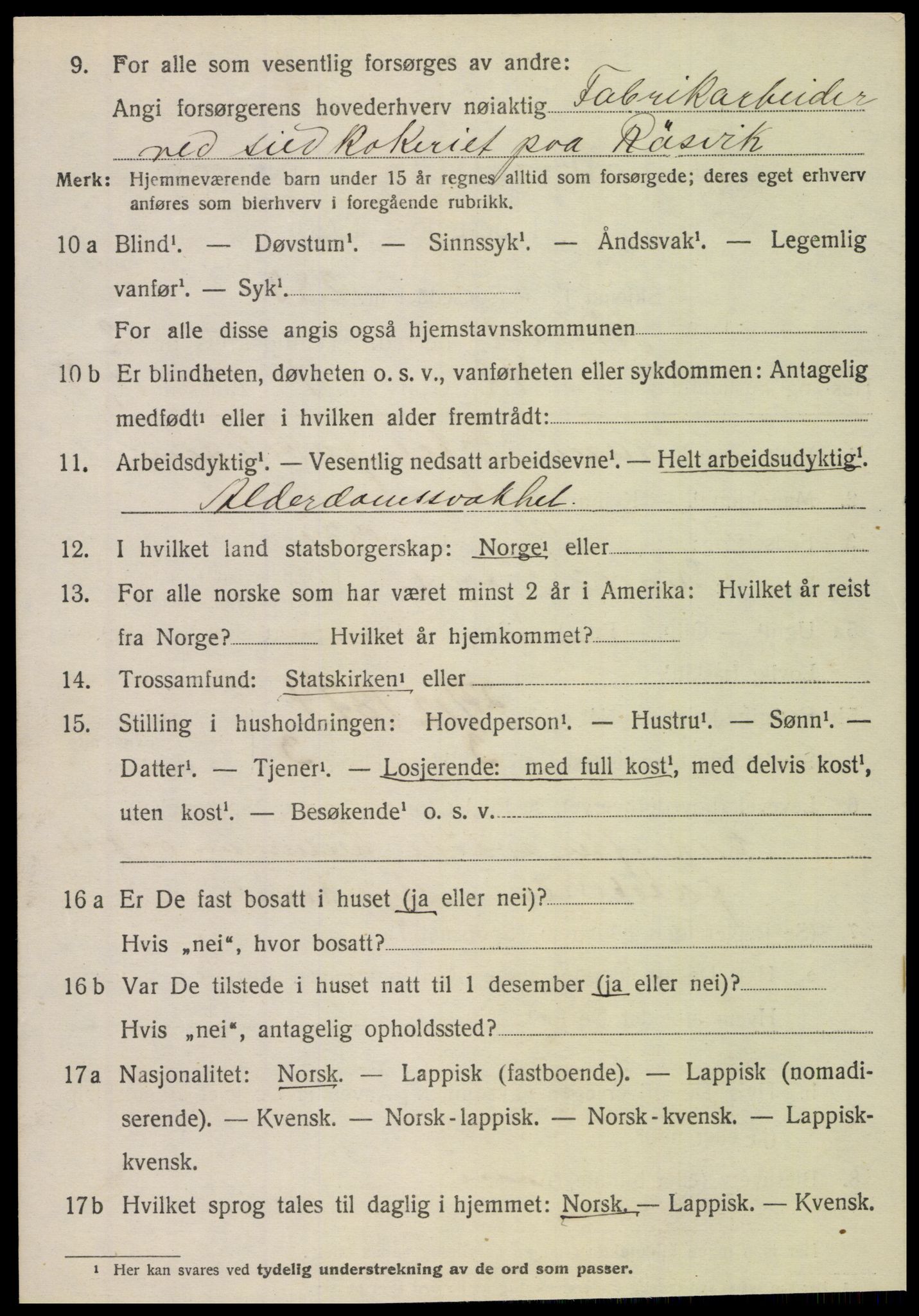 SAT, 1920 census for Sørfold, 1920, p. 1908