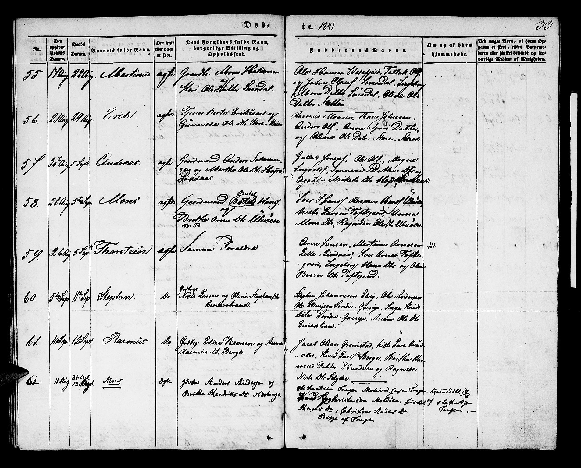 Lindås Sokneprestembete, SAB/A-76701/H/Haa: Parish register (official) no. A 9, 1835-1841, p. 33