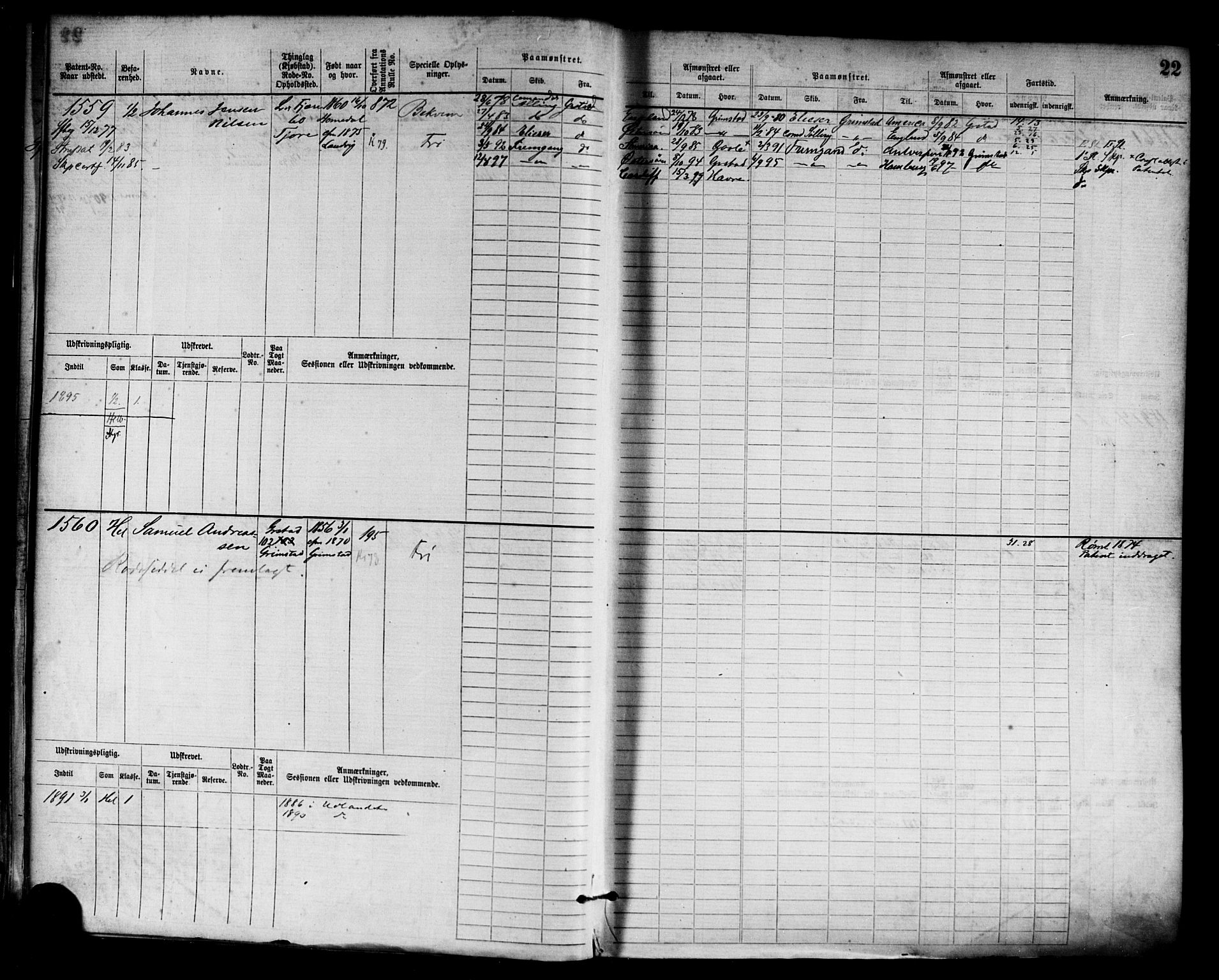 Grimstad mønstringskrets, AV/SAK-2031-0013/F/Fb/L0003: Hovedrulle nr 1517-2276, F-6, 1877-1888, p. 25