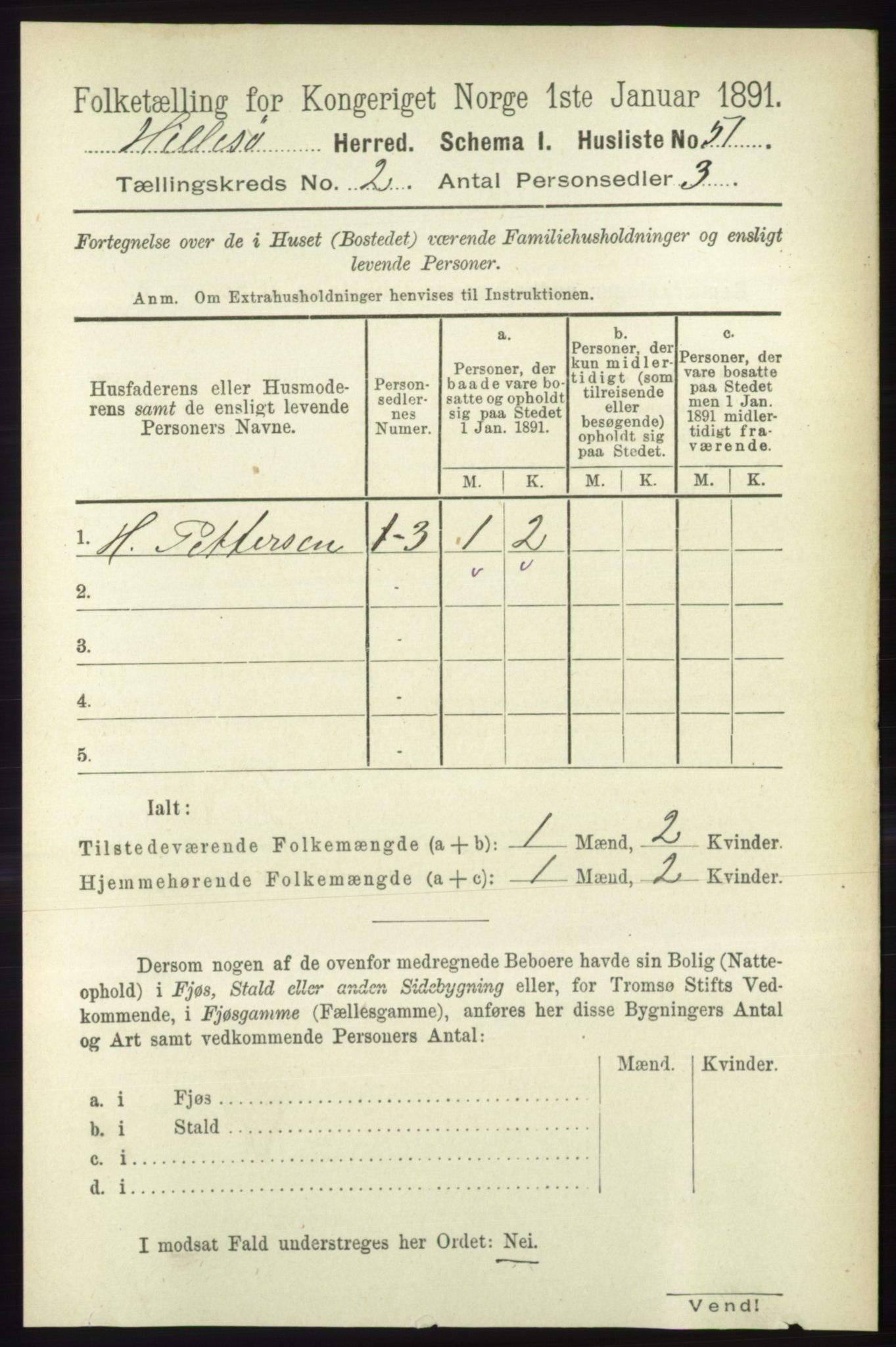 RA, 1891 census for 1930 Hillesøy, 1891, p. 622