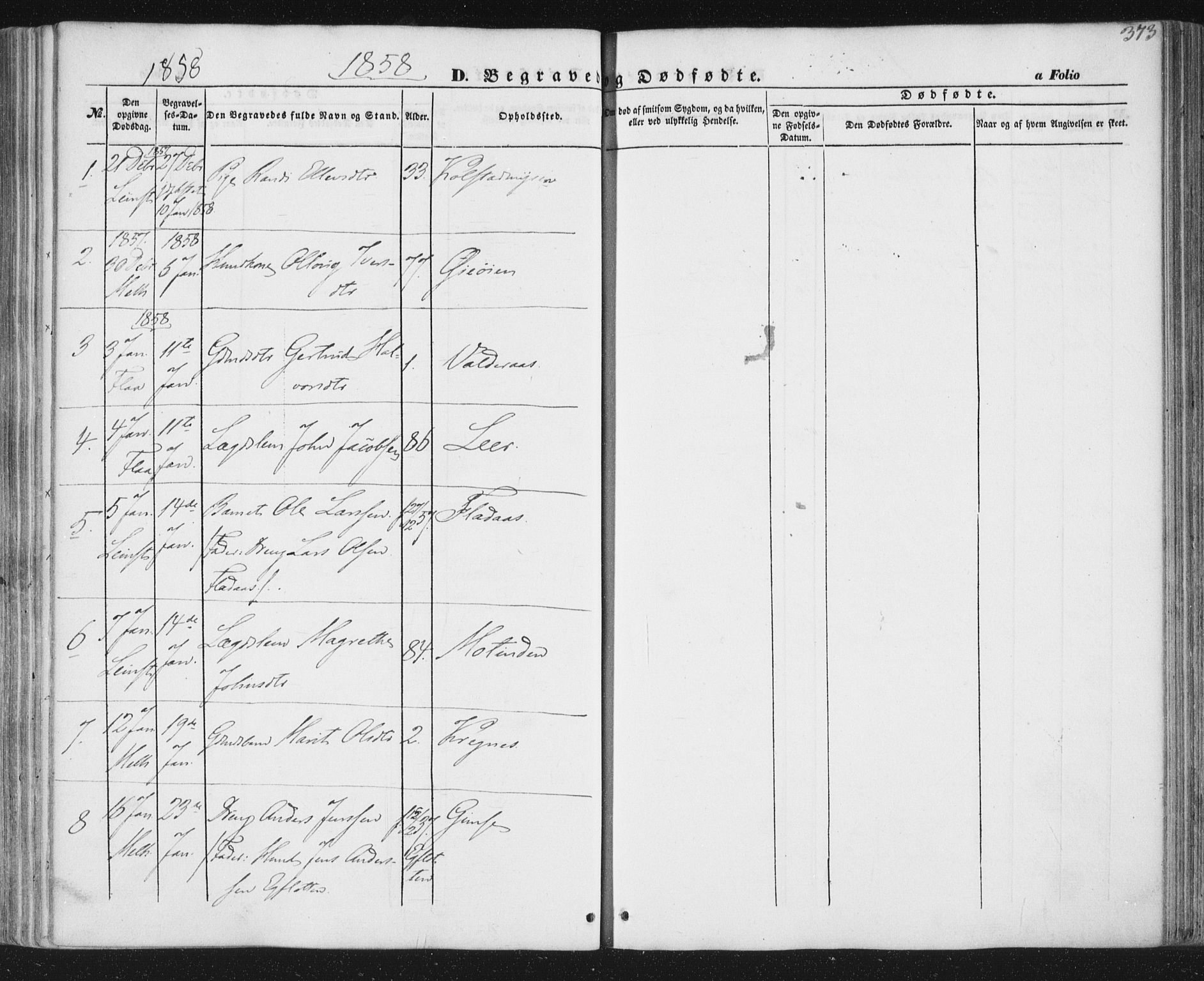 Ministerialprotokoller, klokkerbøker og fødselsregistre - Sør-Trøndelag, AV/SAT-A-1456/691/L1076: Parish register (official) no. 691A08, 1852-1861, p. 373