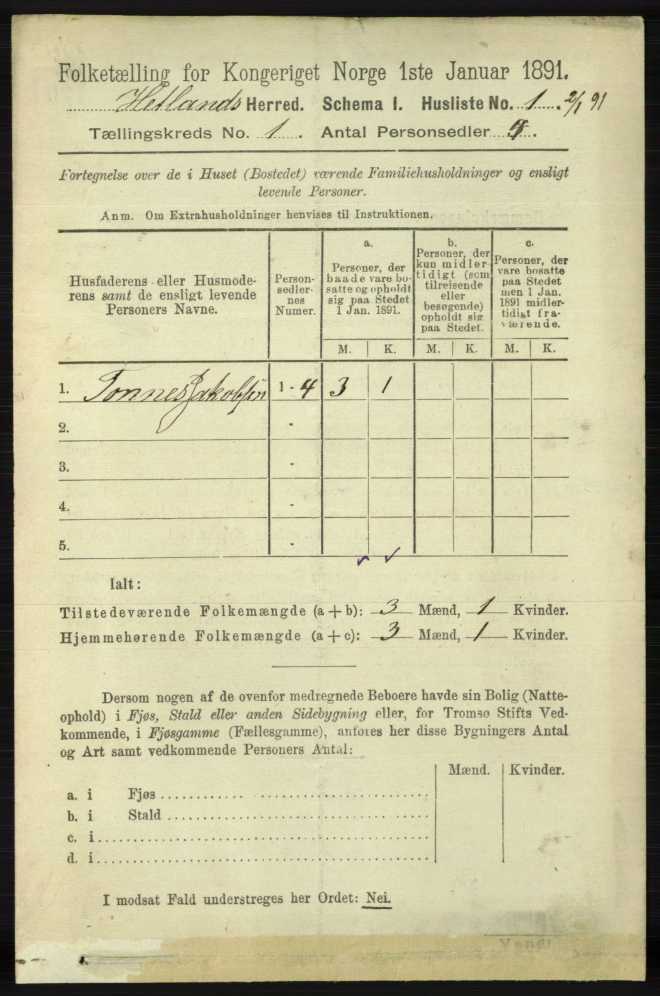 RA, 1891 census for 1126 Hetland, 1891, p. 28