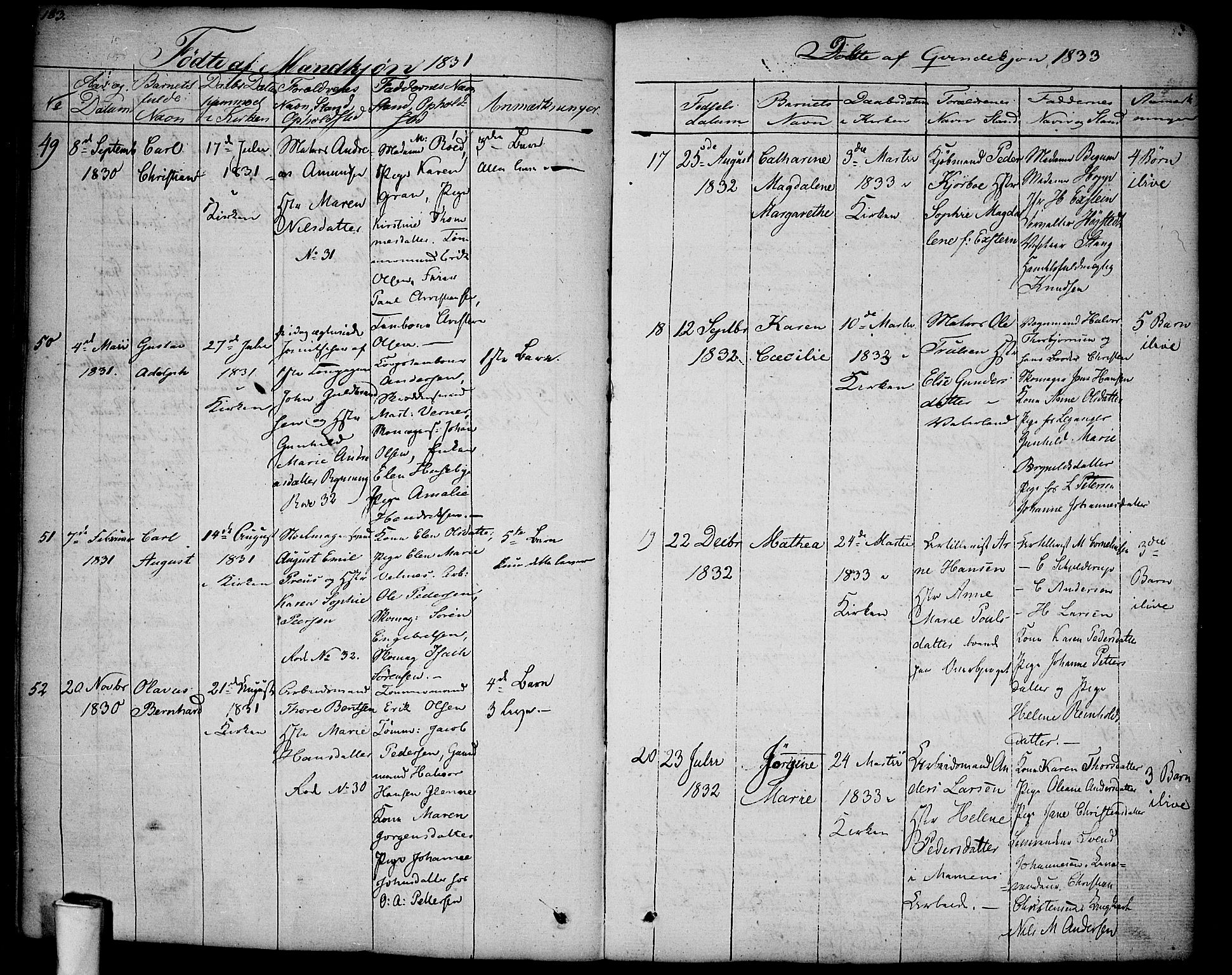 Halden prestekontor Kirkebøker, SAO/A-10909/F/Fa/L0004: Parish register (official) no. I 4, 1823-1834, p. 183