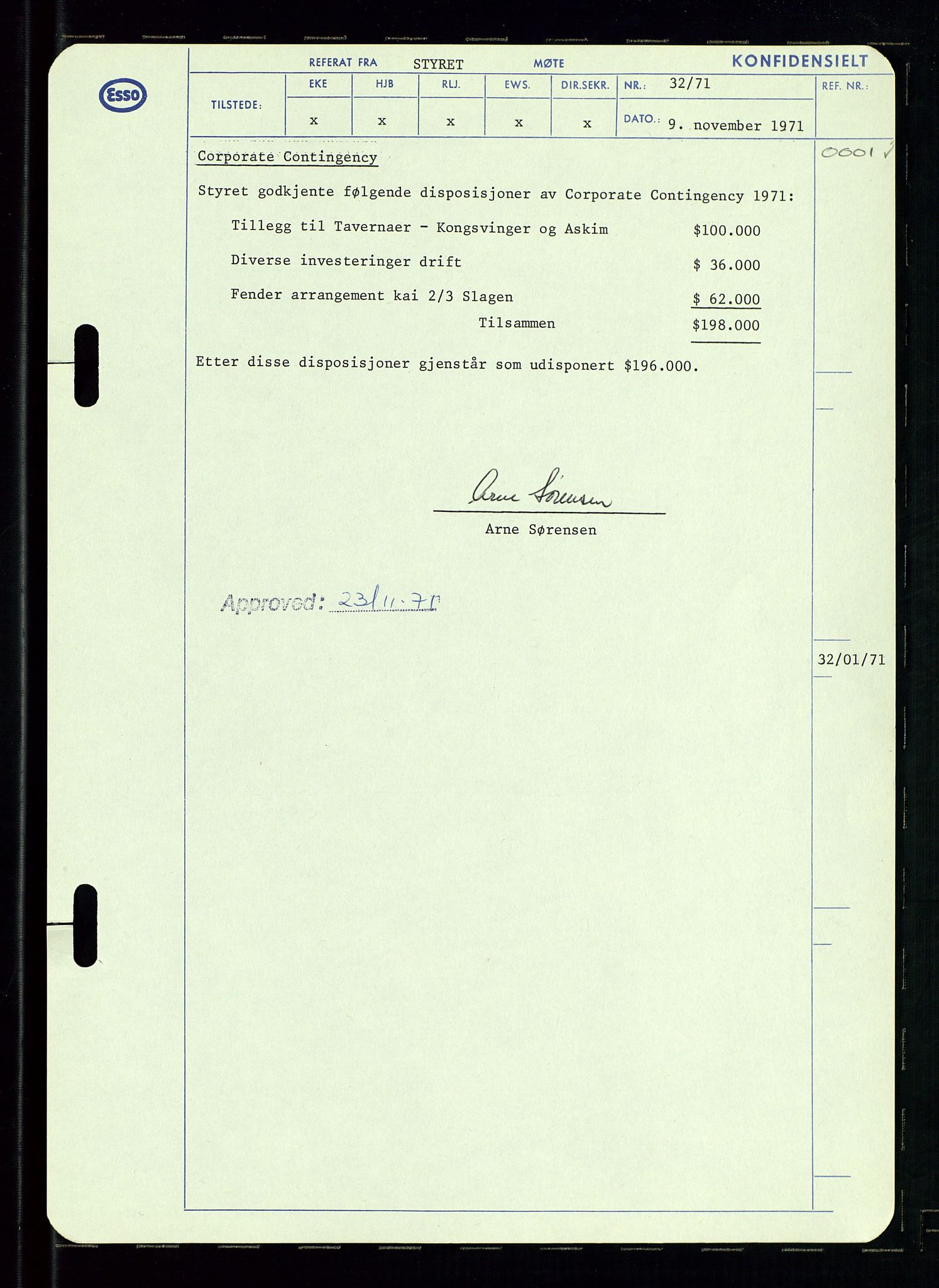 Pa 0982 - Esso Norge A/S, AV/SAST-A-100448/A/Aa/L0003/0002: Den administrerende direksjon Board minutes (styrereferater) og Bedriftforsamlingsprotokoll / Den administrerende direksjon Board minutes (styrereferater), 1970-1974, p. 133