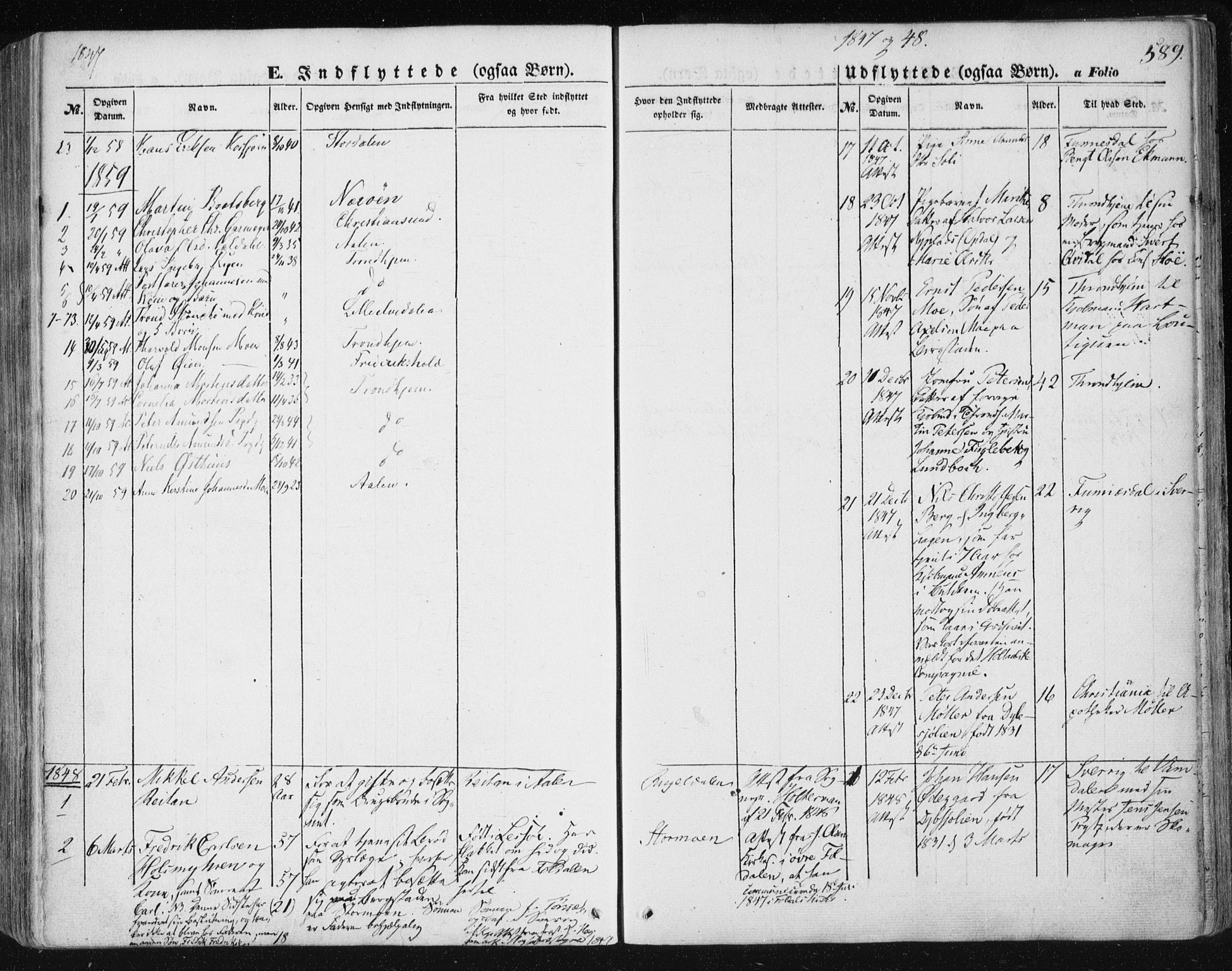 Ministerialprotokoller, klokkerbøker og fødselsregistre - Sør-Trøndelag, SAT/A-1456/681/L0931: Parish register (official) no. 681A09, 1845-1859, p. 589