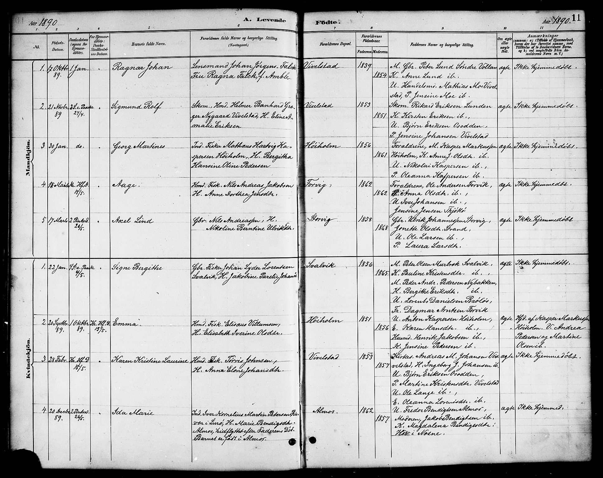 Ministerialprotokoller, klokkerbøker og fødselsregistre - Nordland, AV/SAT-A-1459/819/L0277: Parish register (copy) no. 819C03, 1888-1917, p. 11