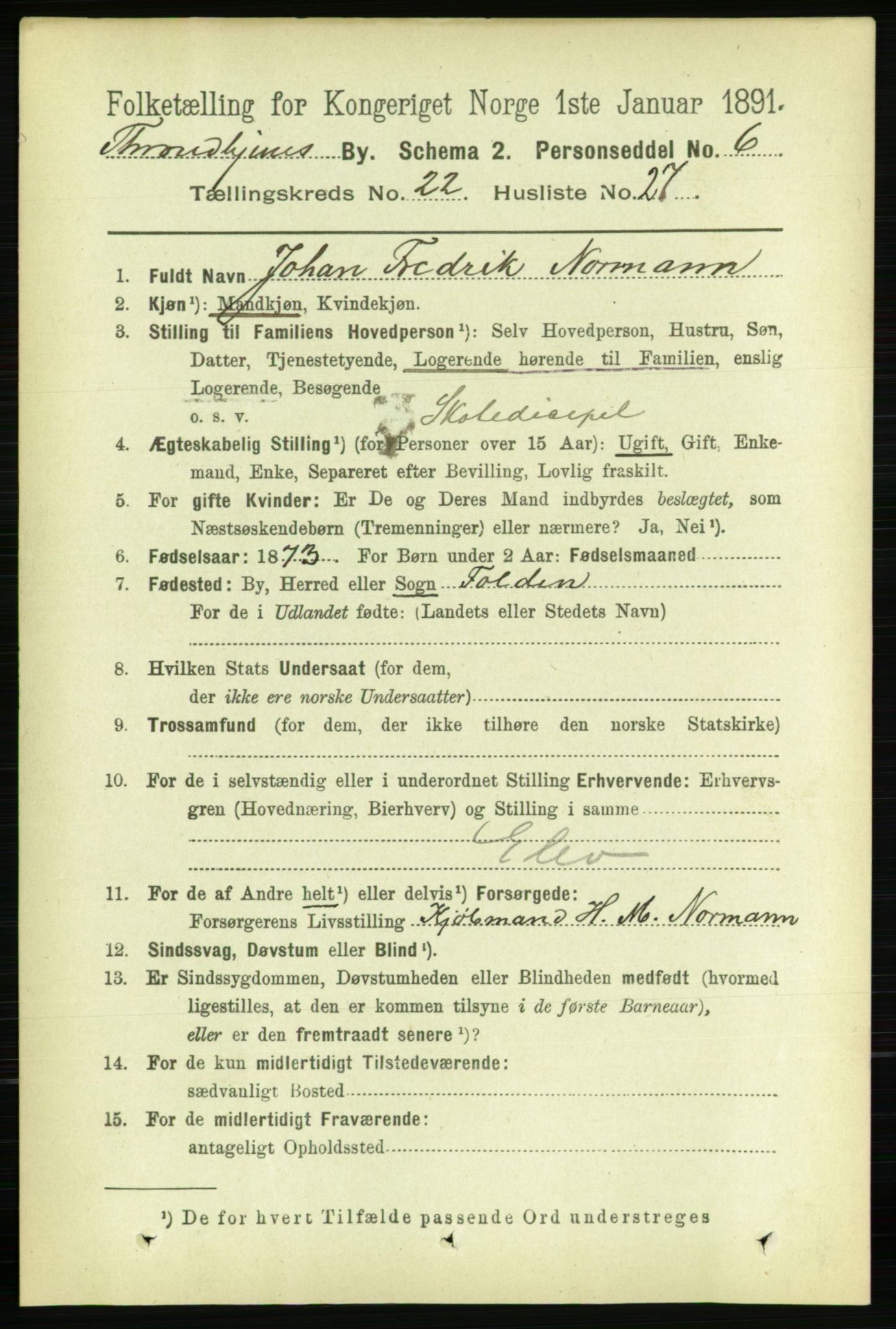 RA, 1891 census for 1601 Trondheim, 1891, p. 16839