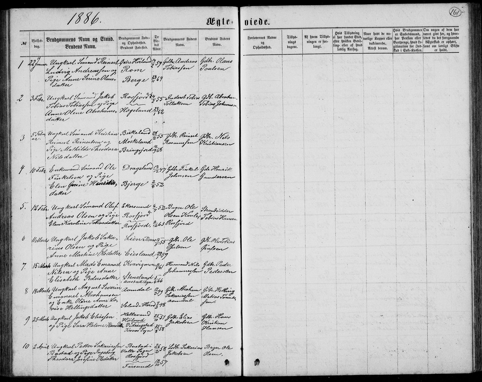 Lyngdal sokneprestkontor, SAK/1111-0029/F/Fb/Fbc/L0004: Parish register (copy) no. B 4, 1878-1896, p. 161