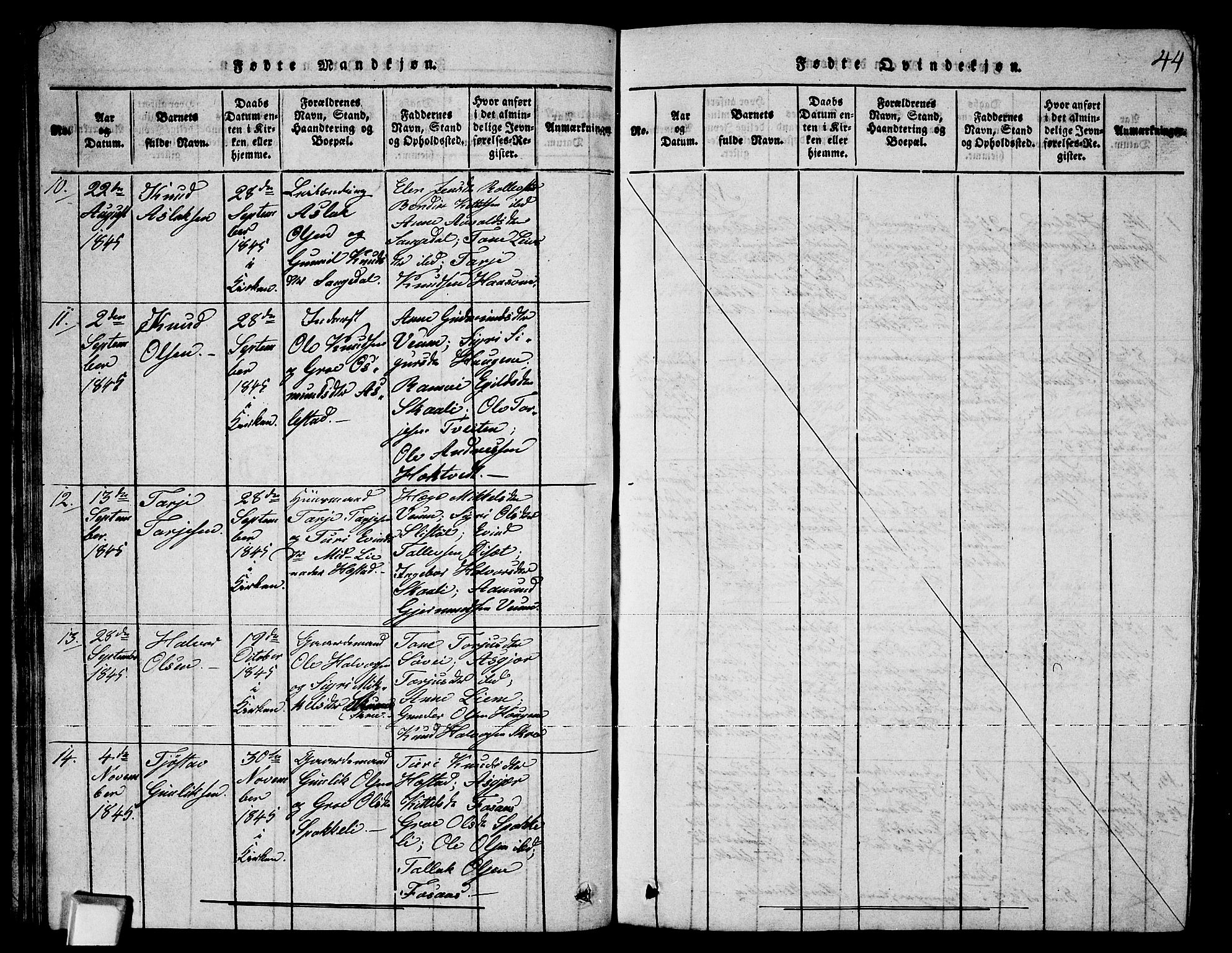 Fyresdal kirkebøker, SAKO/A-263/G/Ga/L0003: Parish register (copy) no. I 3, 1815-1863, p. 44