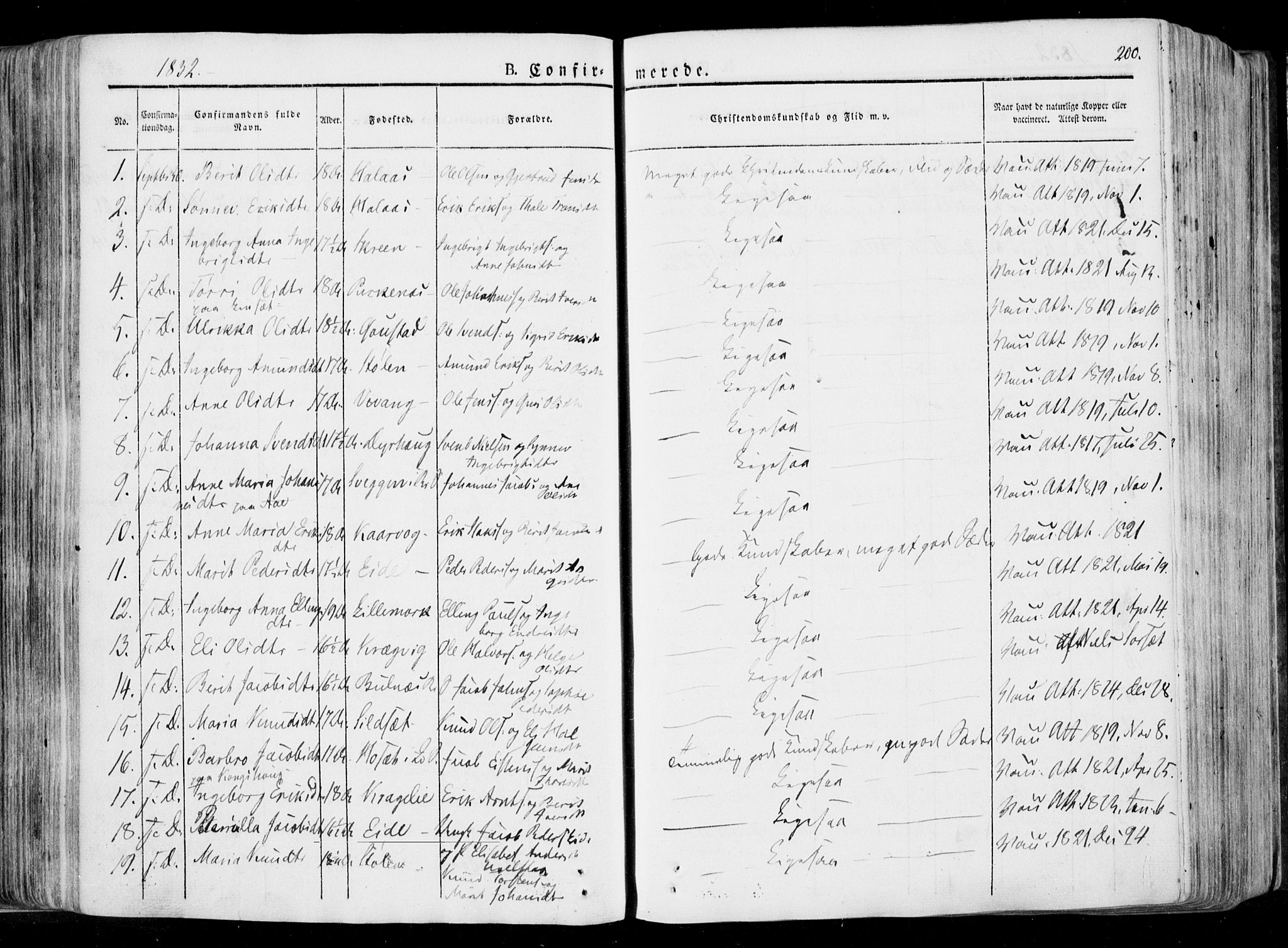 Ministerialprotokoller, klokkerbøker og fødselsregistre - Møre og Romsdal, AV/SAT-A-1454/568/L0803: Parish register (official) no. 568A10, 1830-1853, p. 200