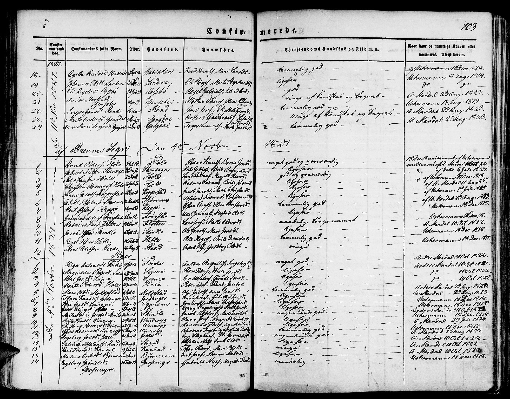 Gloppen sokneprestembete, SAB/A-80101/H/Haa/Haaa/L0007: Parish register (official) no. A 7, 1827-1837, p. 103
