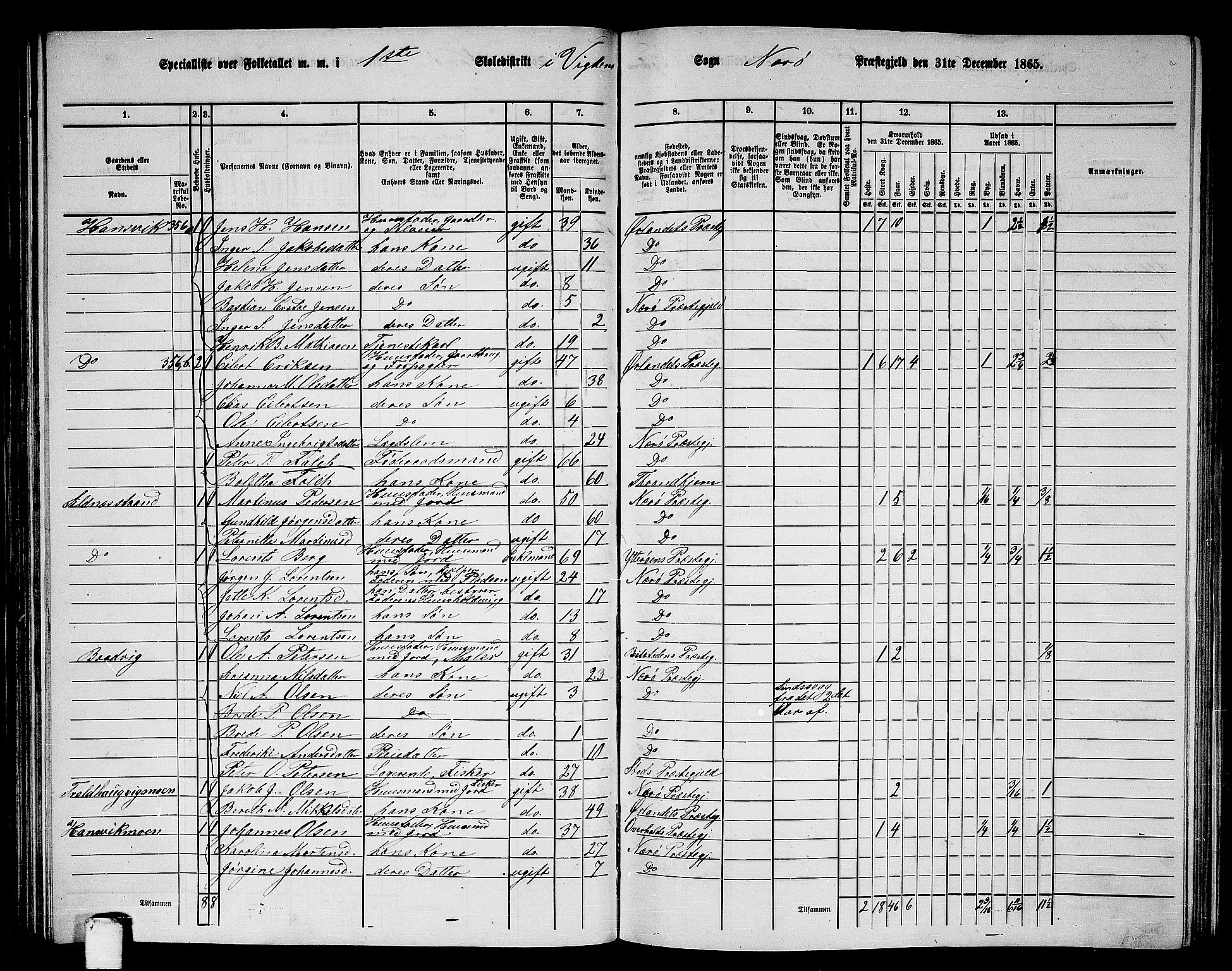 RA, 1865 census for Nærøy, 1865, p. 72