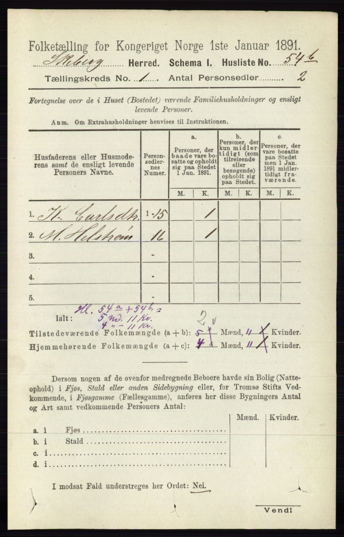 RA, 1891 census for 0115 Skjeberg, 1891, p. 84