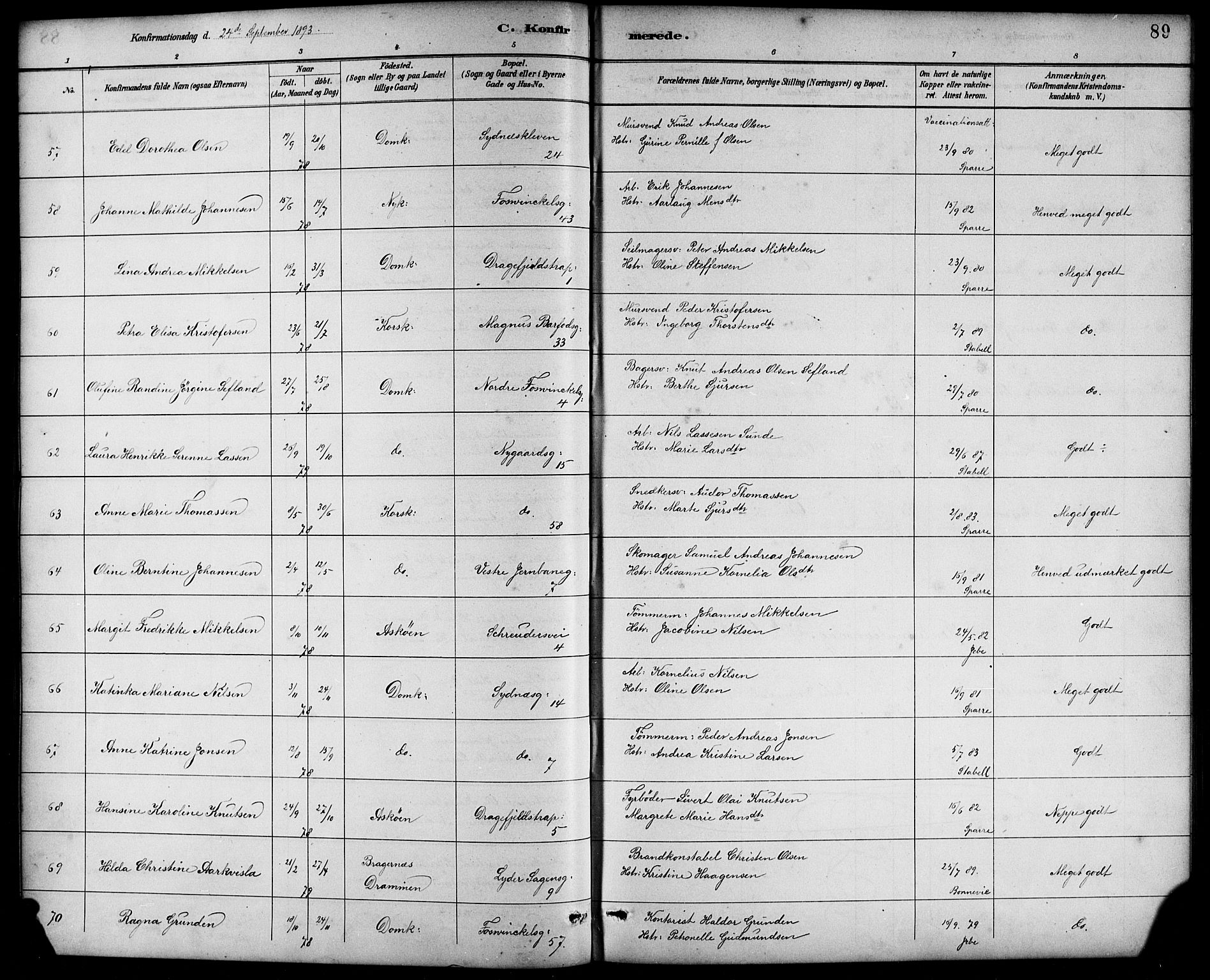 Johanneskirken sokneprestembete, SAB/A-76001/H/Hab: Parish register (copy) no. B 1, 1885-1907, p. 89