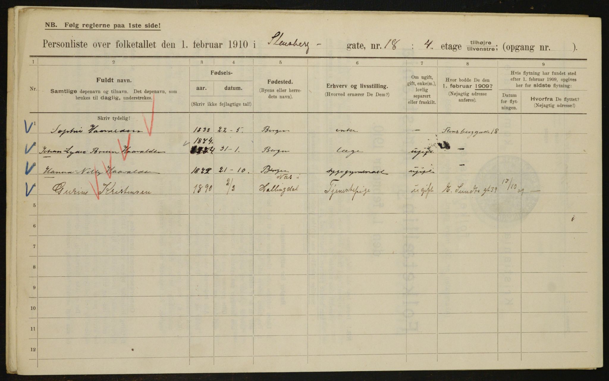 OBA, Municipal Census 1910 for Kristiania, 1910, p. 96452