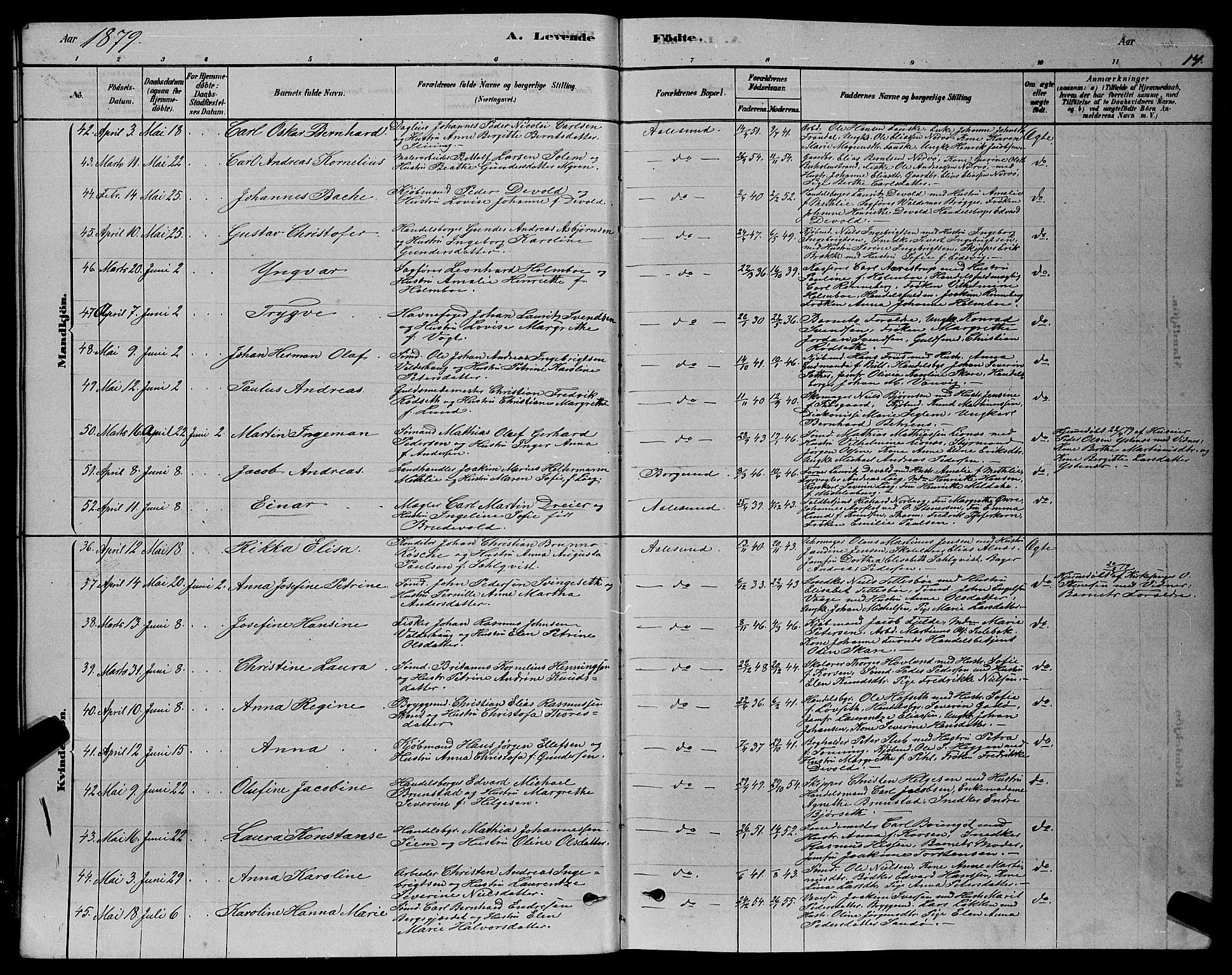 Ministerialprotokoller, klokkerbøker og fødselsregistre - Møre og Romsdal, AV/SAT-A-1454/529/L0466: Parish register (copy) no. 529C03, 1878-1888, p. 14