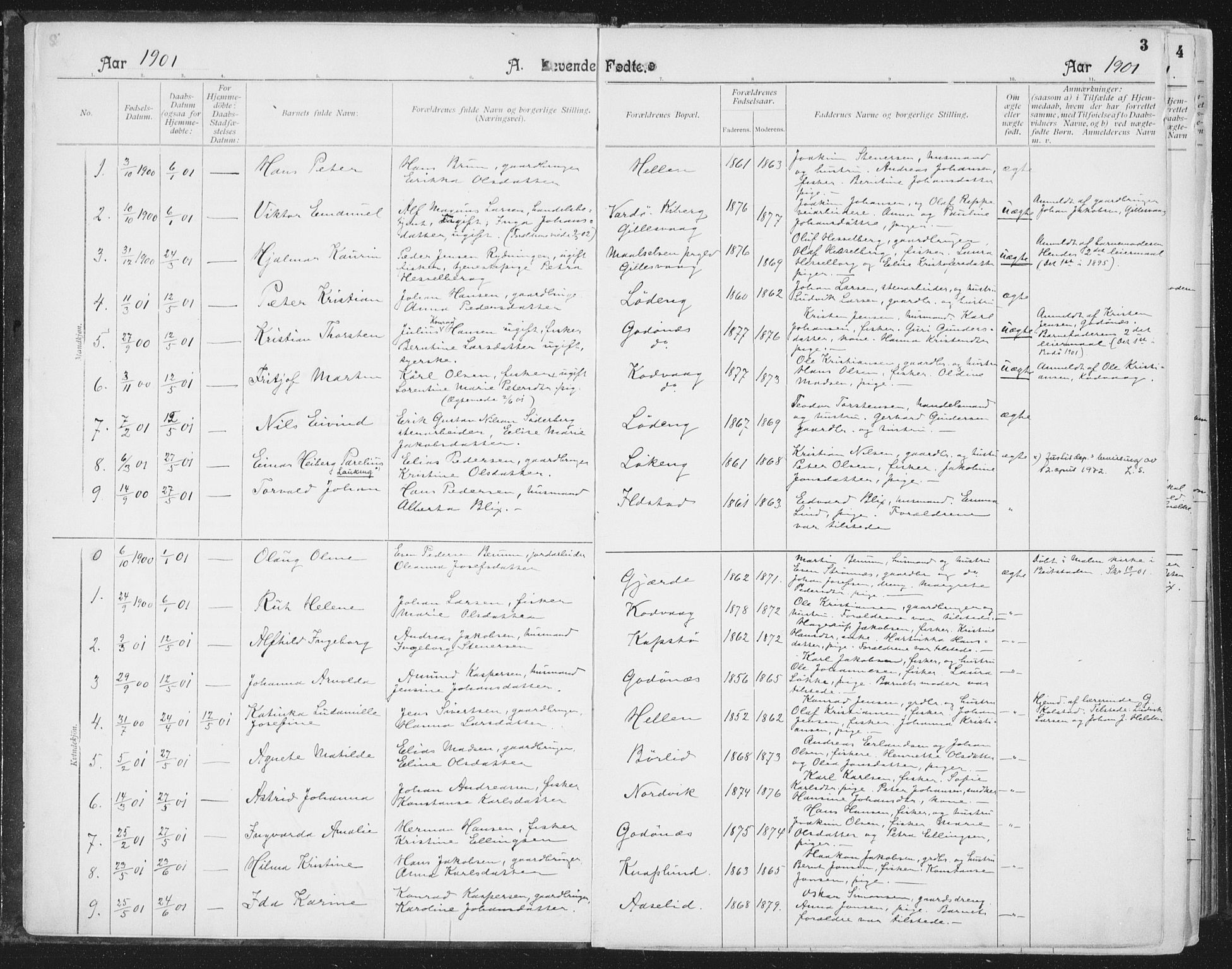 Ministerialprotokoller, klokkerbøker og fødselsregistre - Nordland, SAT/A-1459/804/L0081: Parish register (official) no. 804A02, 1901-1915, p. 3