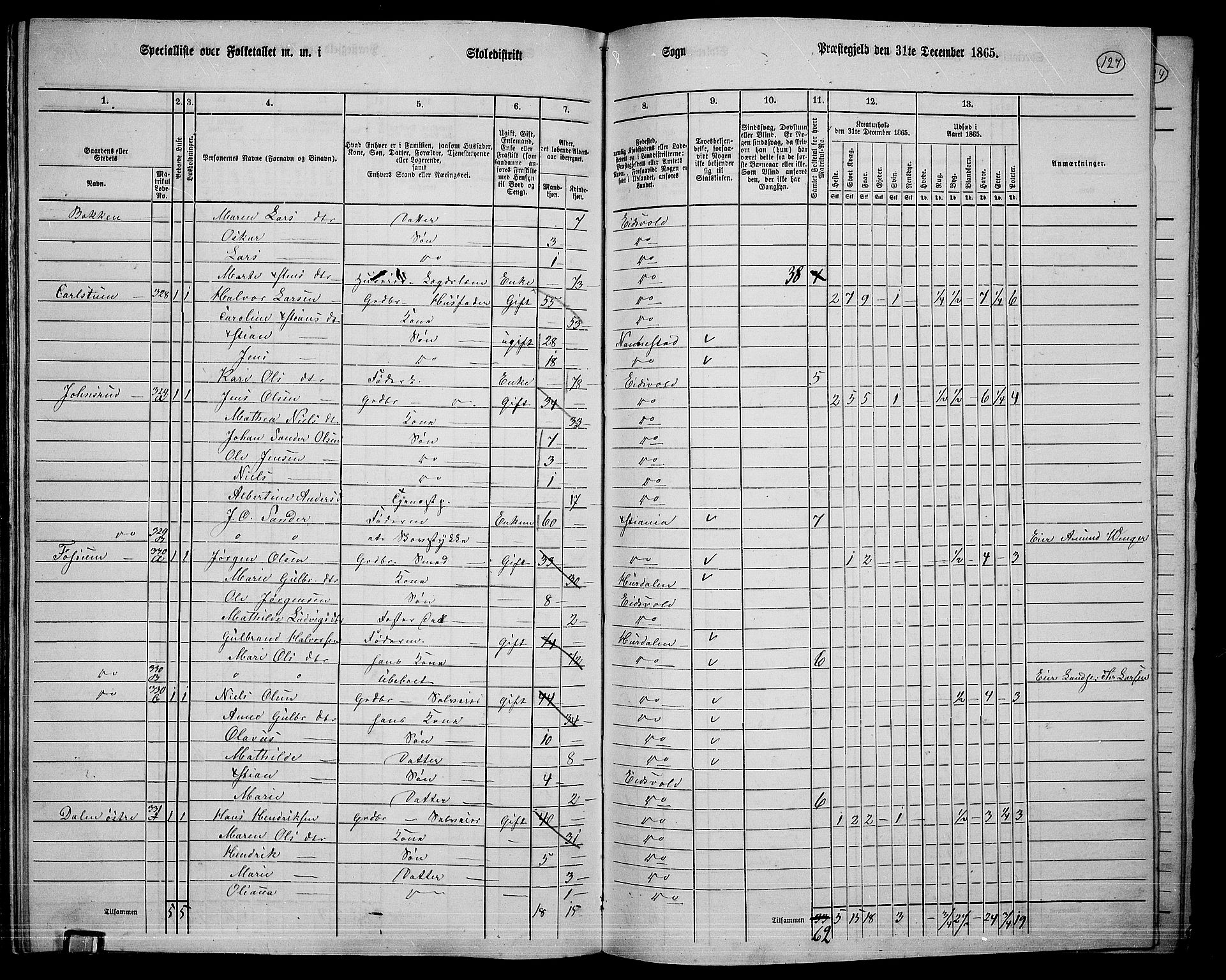 RA, 1865 census for Eidsvoll, 1865, p. 110