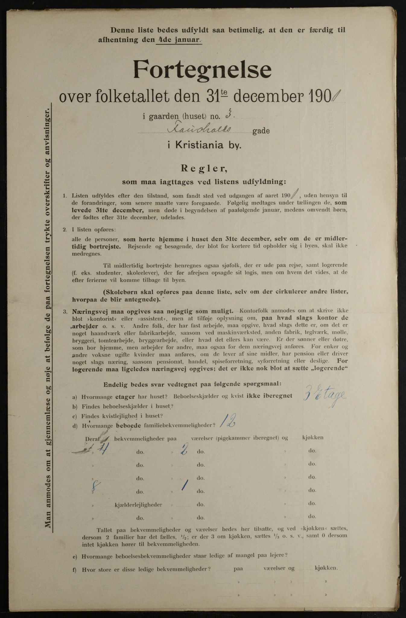 OBA, Municipal Census 1901 for Kristiania, 1901, p. 3835