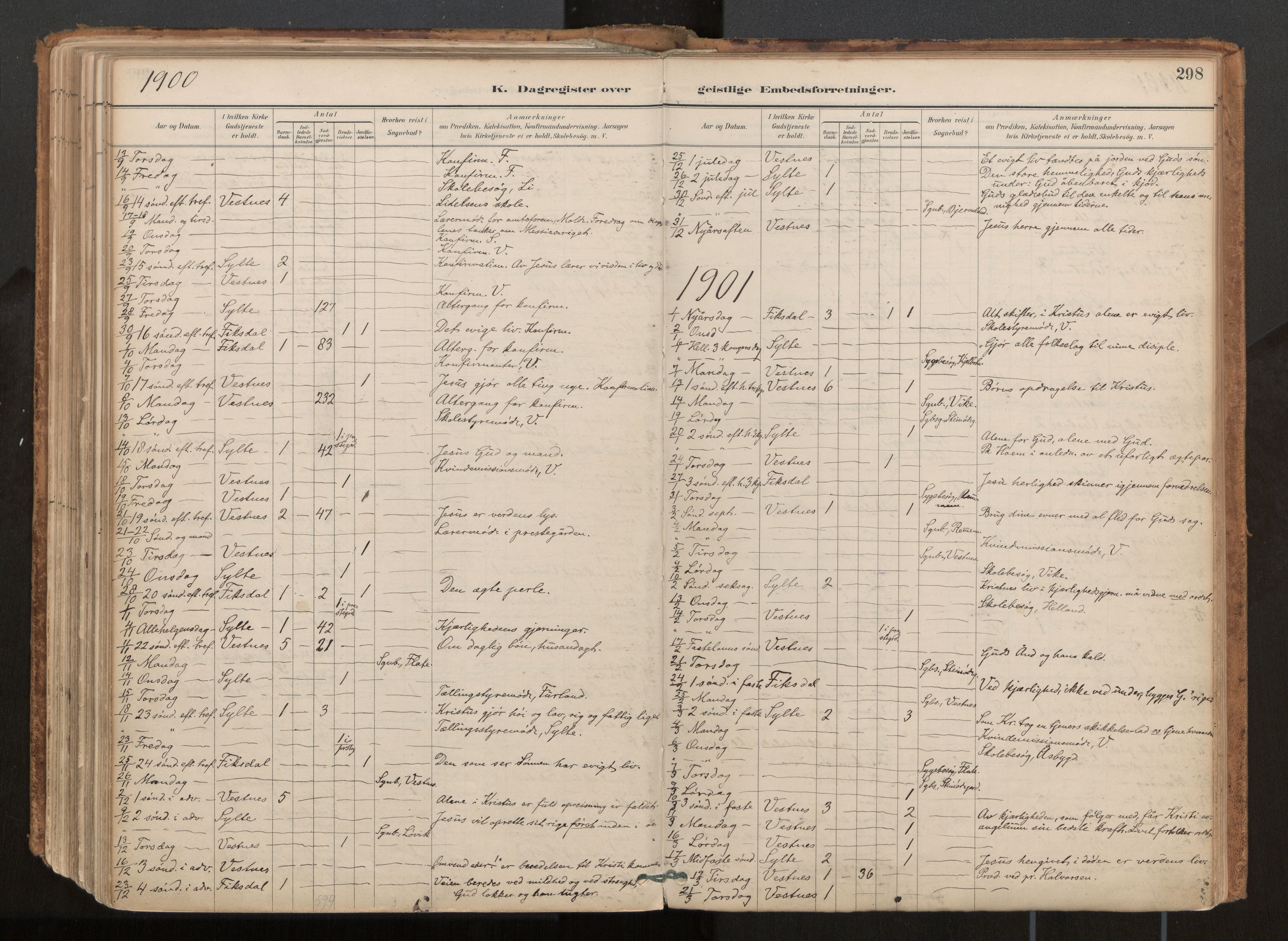 Ministerialprotokoller, klokkerbøker og fødselsregistre - Møre og Romsdal, SAT/A-1454/539/L0531: Parish register (official) no. 539A04, 1887-1913, p. 298