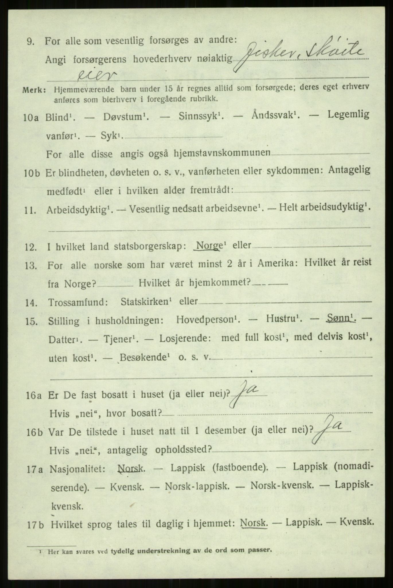 SATØ, 1920 census for Salangen, 1920, p. 2283