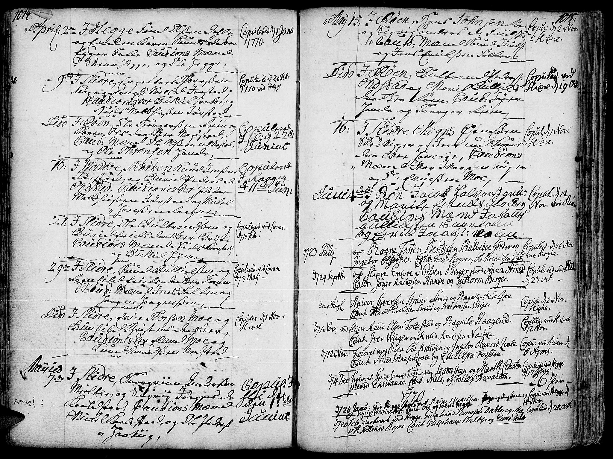 Slidre prestekontor, AV/SAH-PREST-134/H/Ha/Haa/L0001: Parish register (official) no. 1, 1724-1814, p. 1014-1015