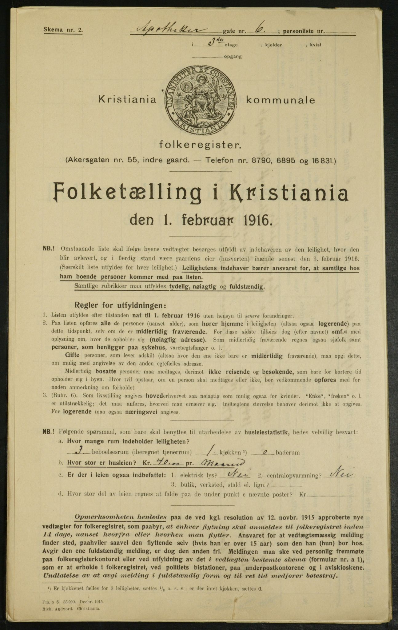 OBA, Municipal Census 1916 for Kristiania, 1916, p. 1394