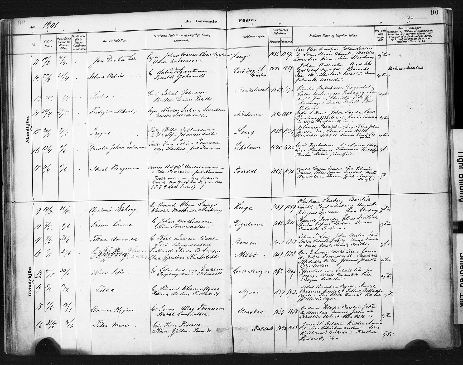 Sokndal sokneprestkontor, AV/SAST-A-101808: Parish register (official) no. A 11.1, 1887-1905, p. 90