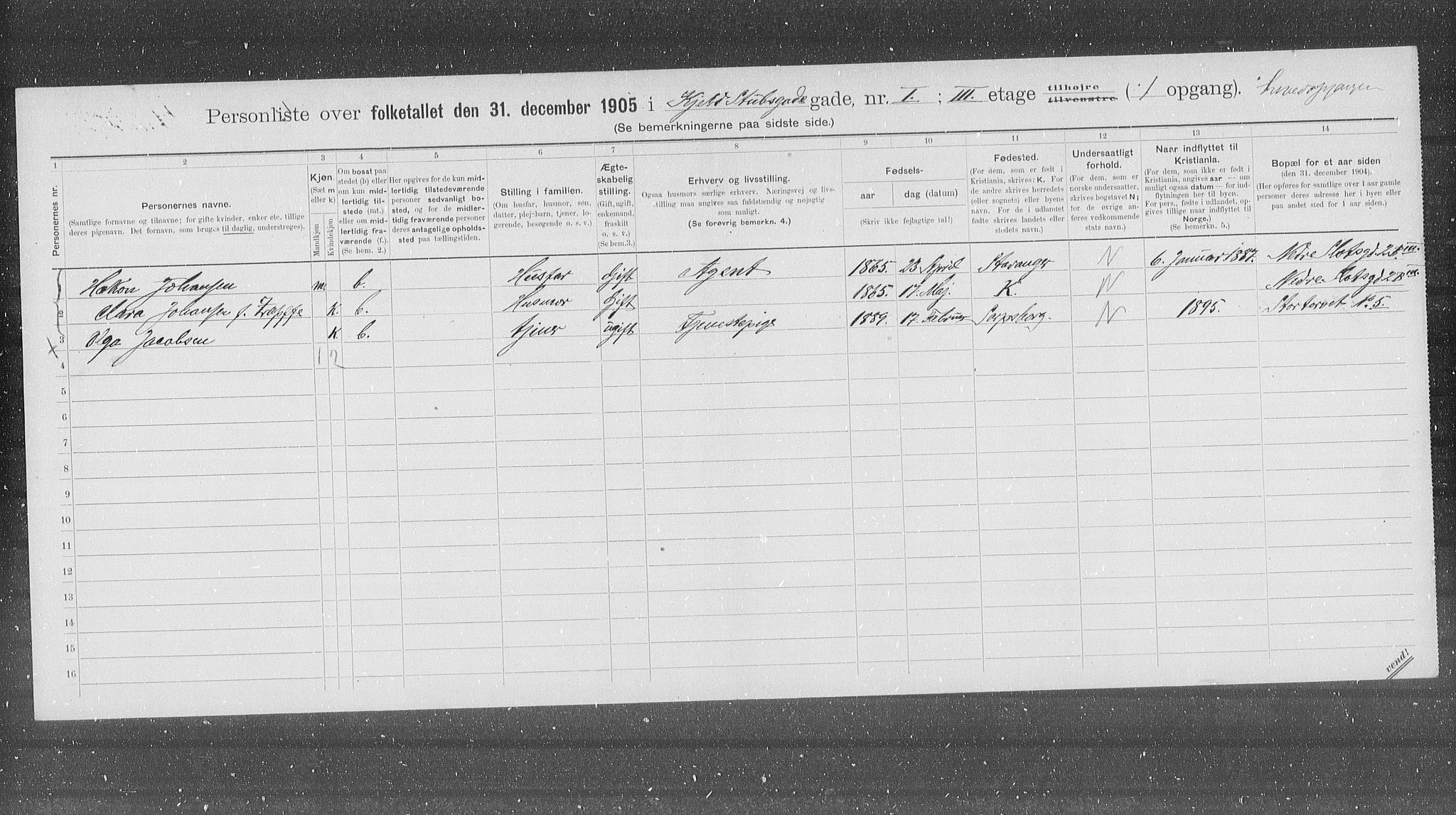 OBA, Municipal Census 1905 for Kristiania, 1905, p. 26891