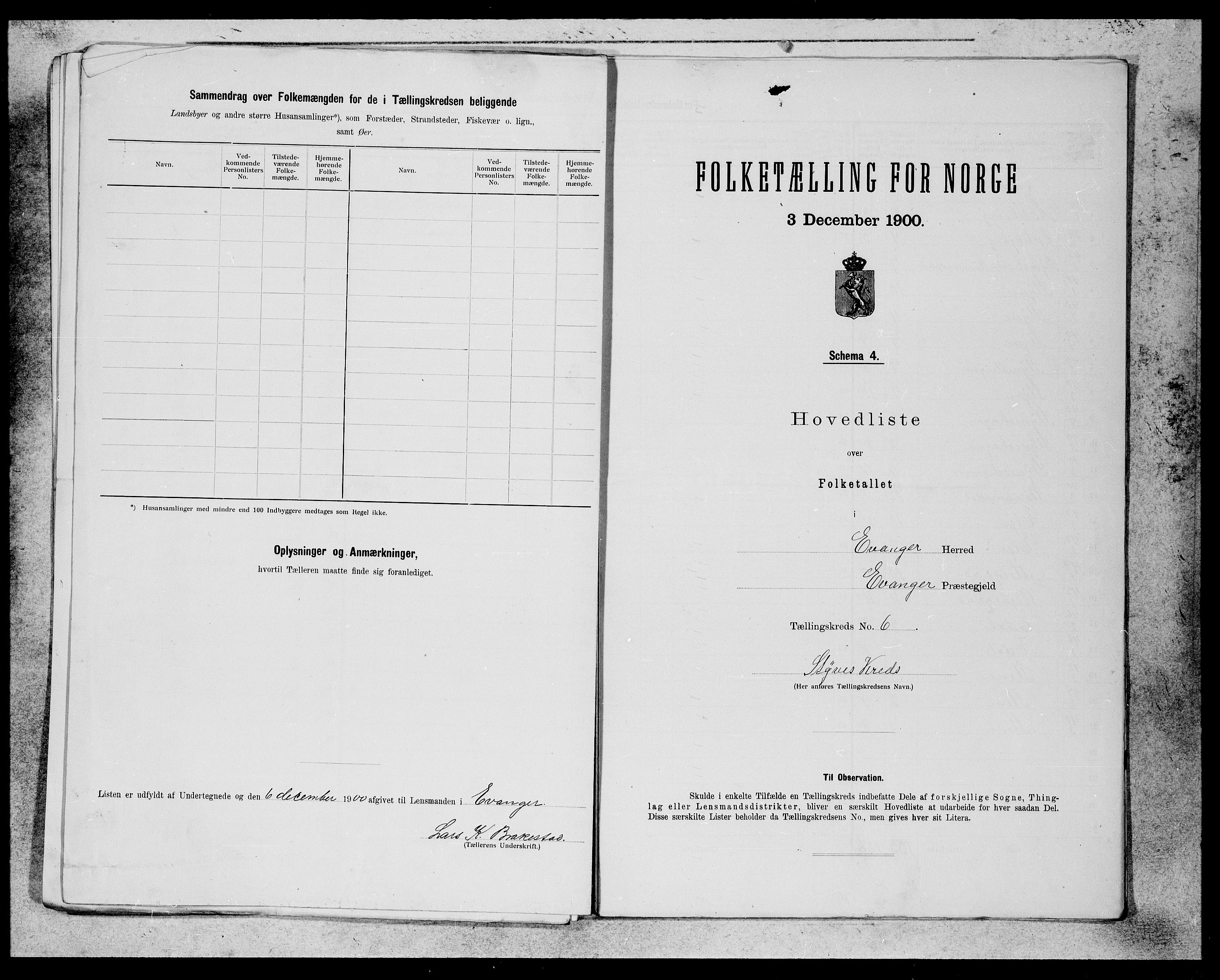 SAB, 1900 census for Evanger, 1900, p. 11