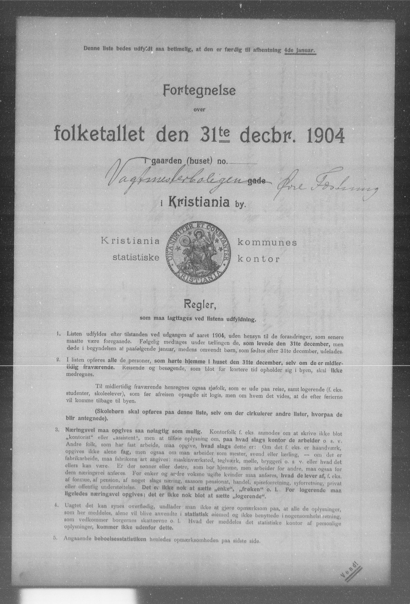 OBA, Municipal Census 1904 for Kristiania, 1904, p. 233