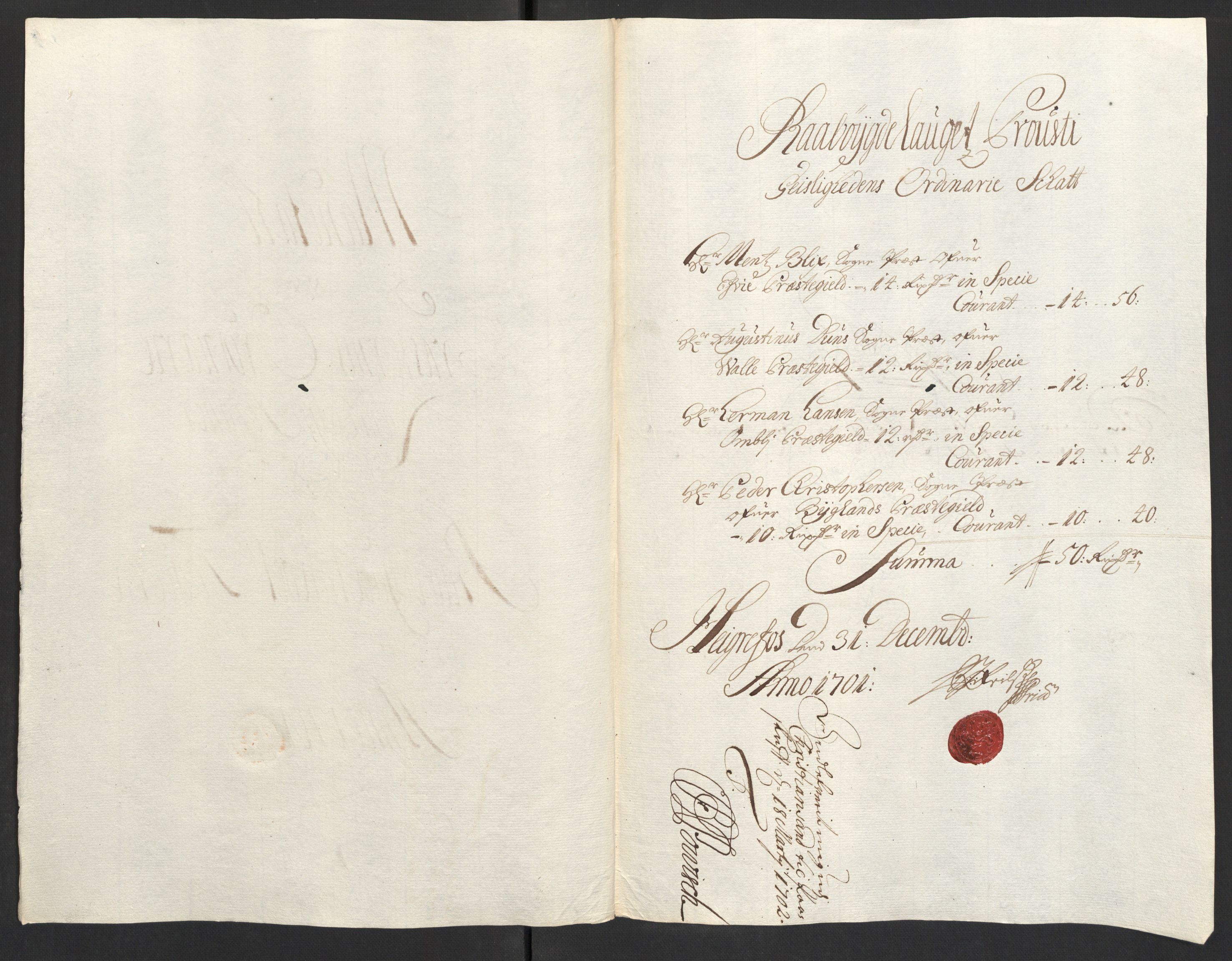 Rentekammeret inntil 1814, Reviderte regnskaper, Fogderegnskap, RA/EA-4092/R40/L2446: Fogderegnskap Råbyggelag, 1700-1702, p. 200