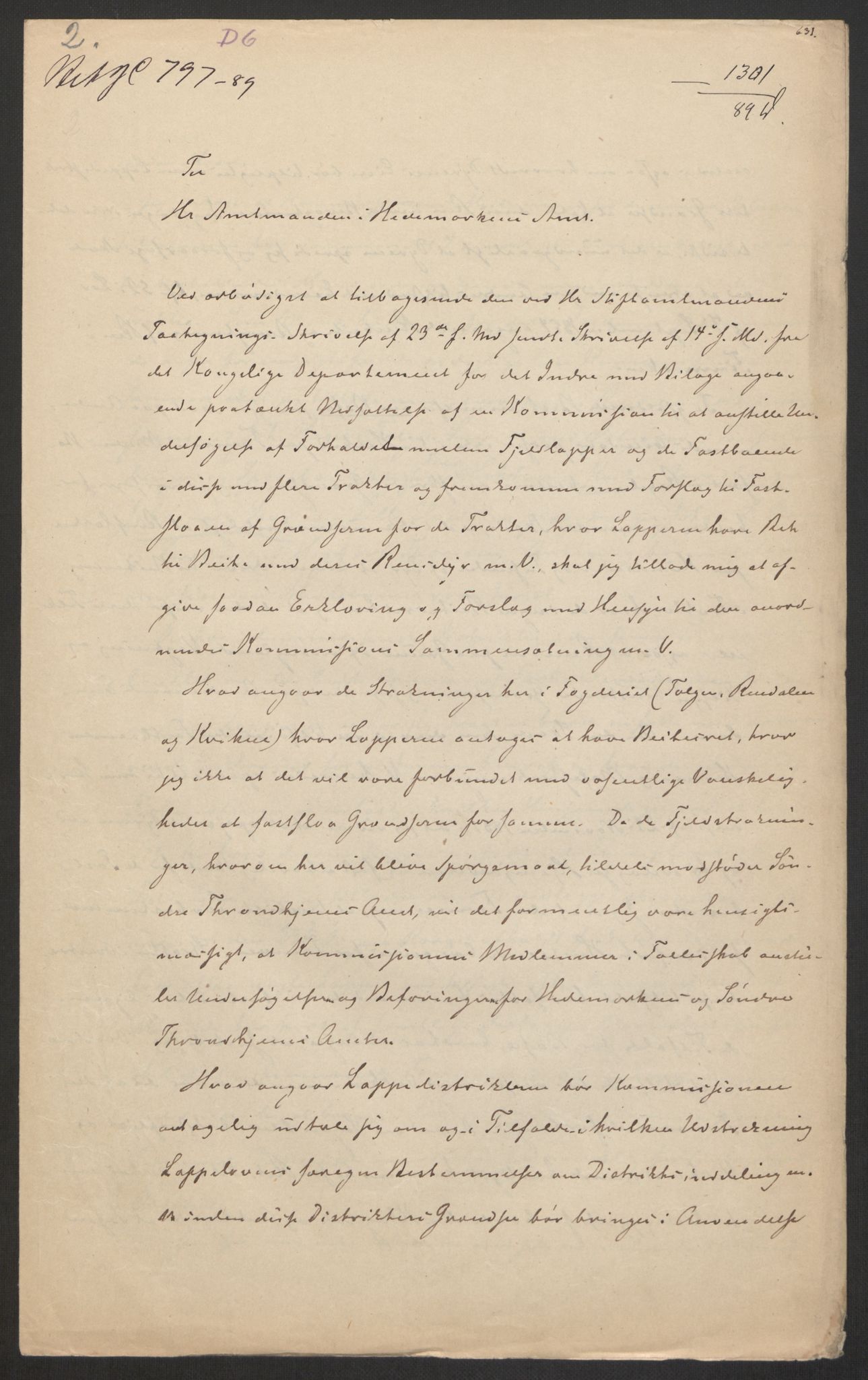 Landbruksdepartementet, Kontorer for reindrift og ferskvannsfiske, AV/RA-S-1247/2/E/Eb/L0014: Lappekommisjonen, 1885-1890, p. 449