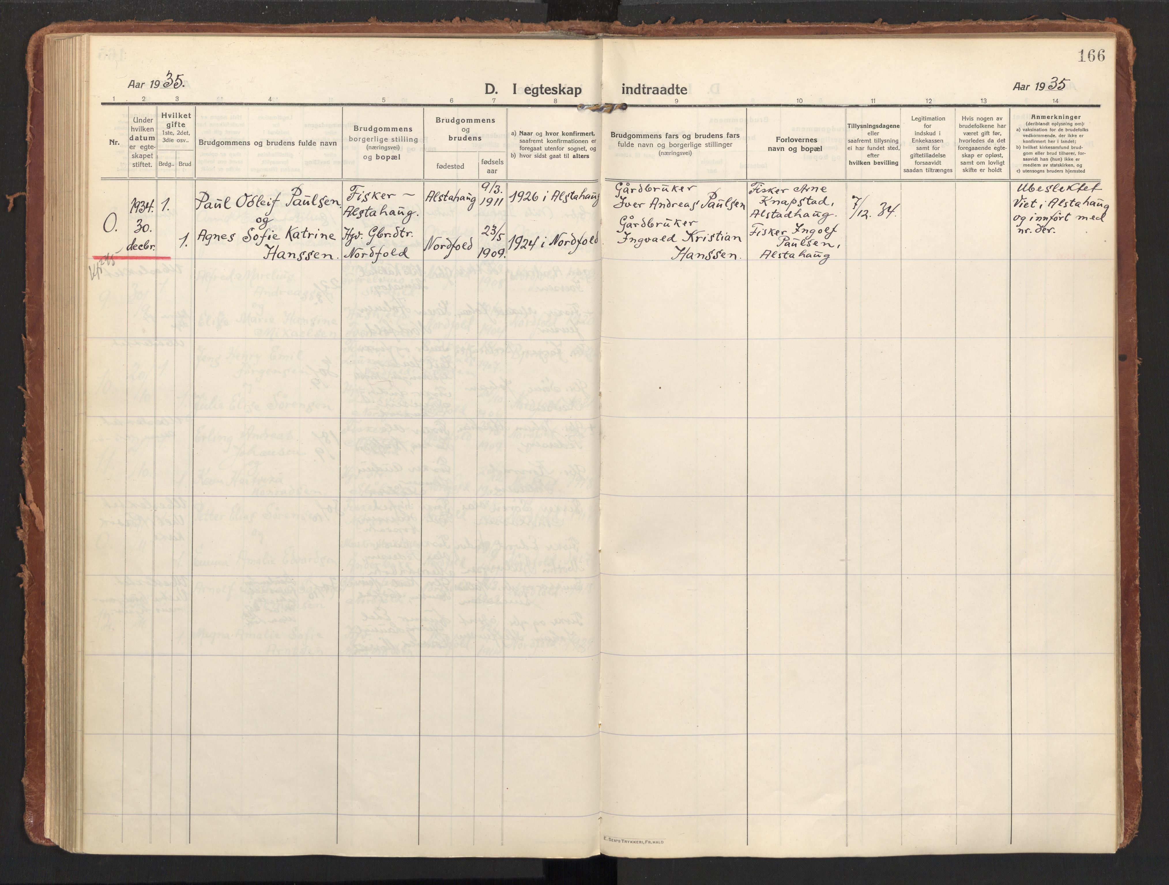 Ministerialprotokoller, klokkerbøker og fødselsregistre - Nordland, AV/SAT-A-1459/858/L0833: Parish register (official) no. 858A03, 1916-1934, p. 166