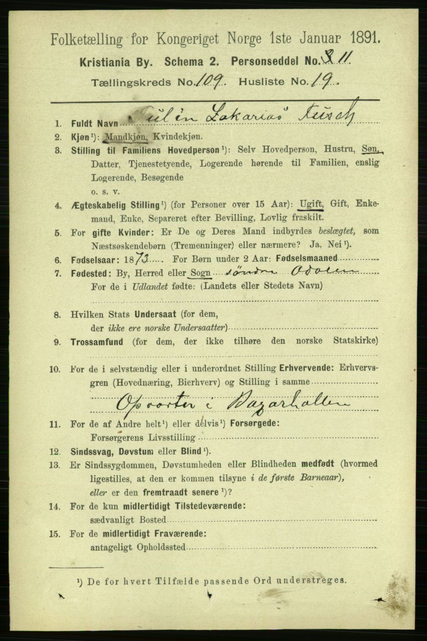 RA, 1891 census for 0301 Kristiania, 1891, p. 57053