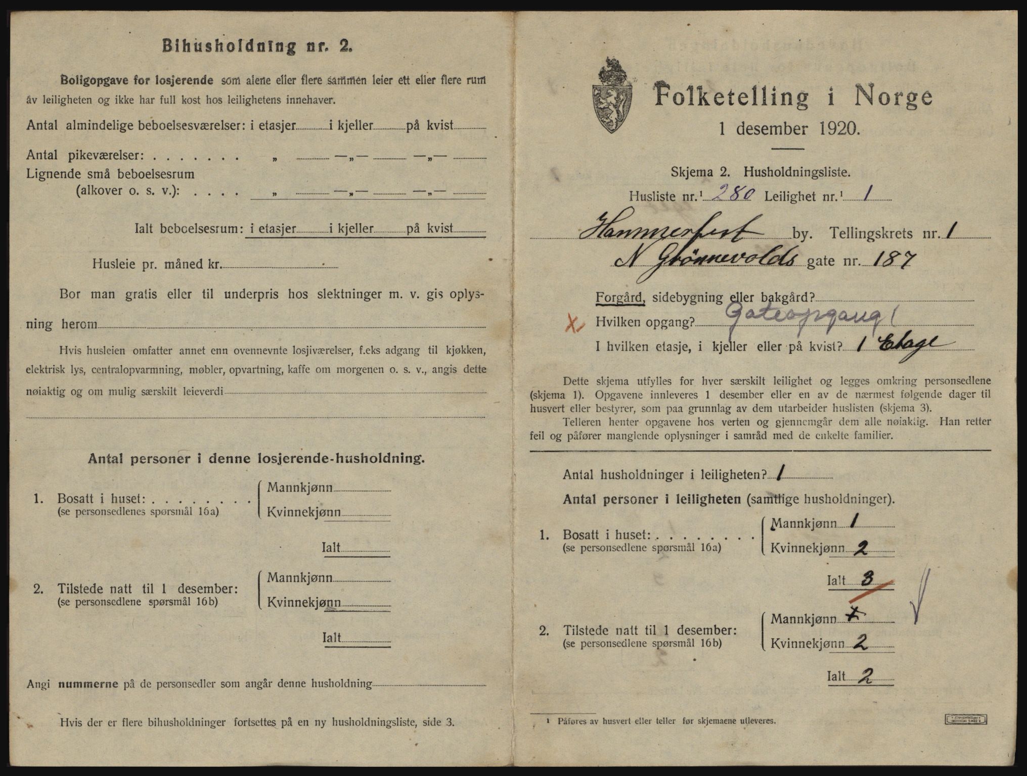SATØ, 1920 census for Hammerfest, 1920, p. 1864