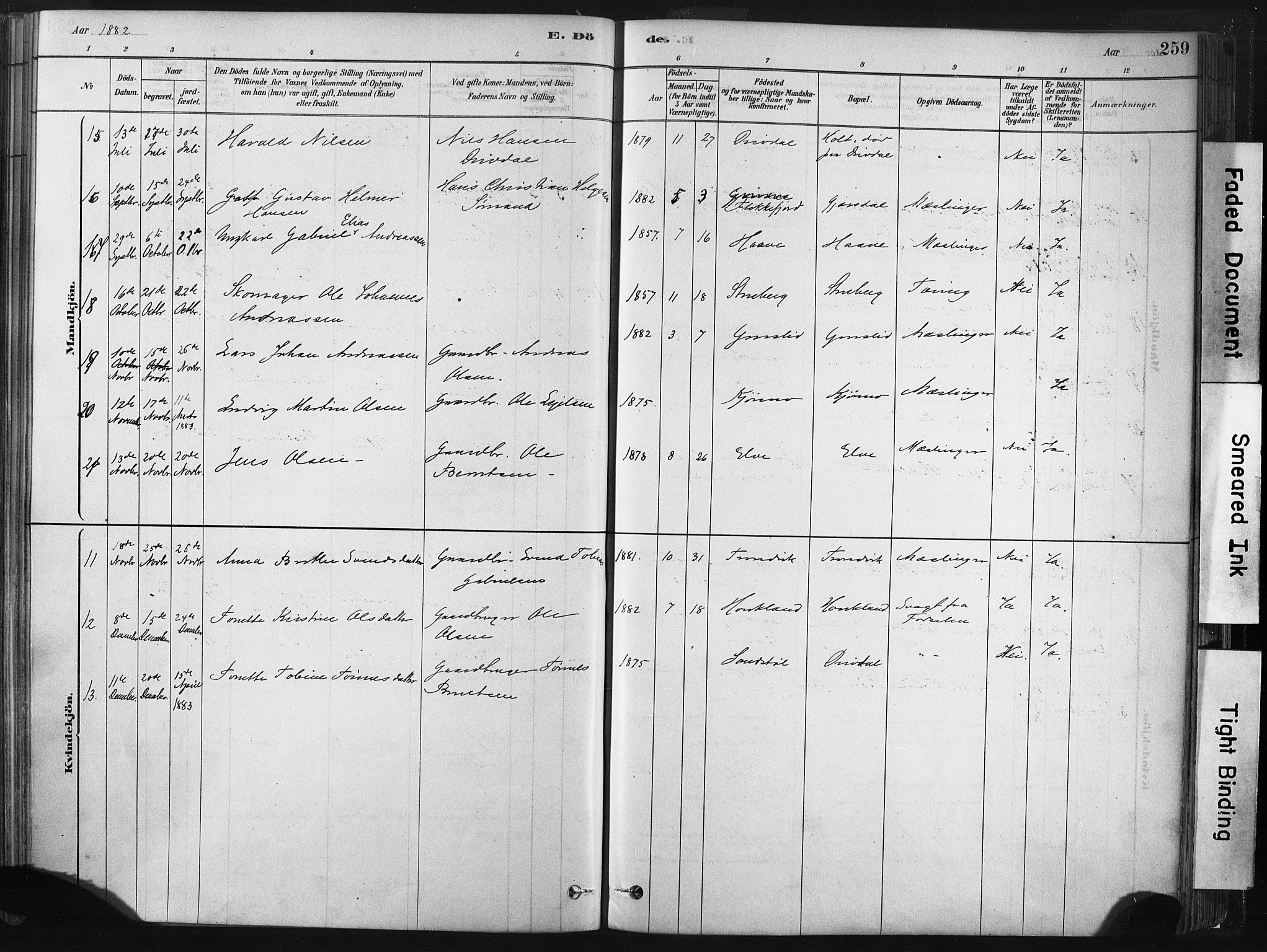 Lund sokneprestkontor, AV/SAST-A-101809/S06/L0011: Parish register (official) no. A 10, 1877-1904, p. 259